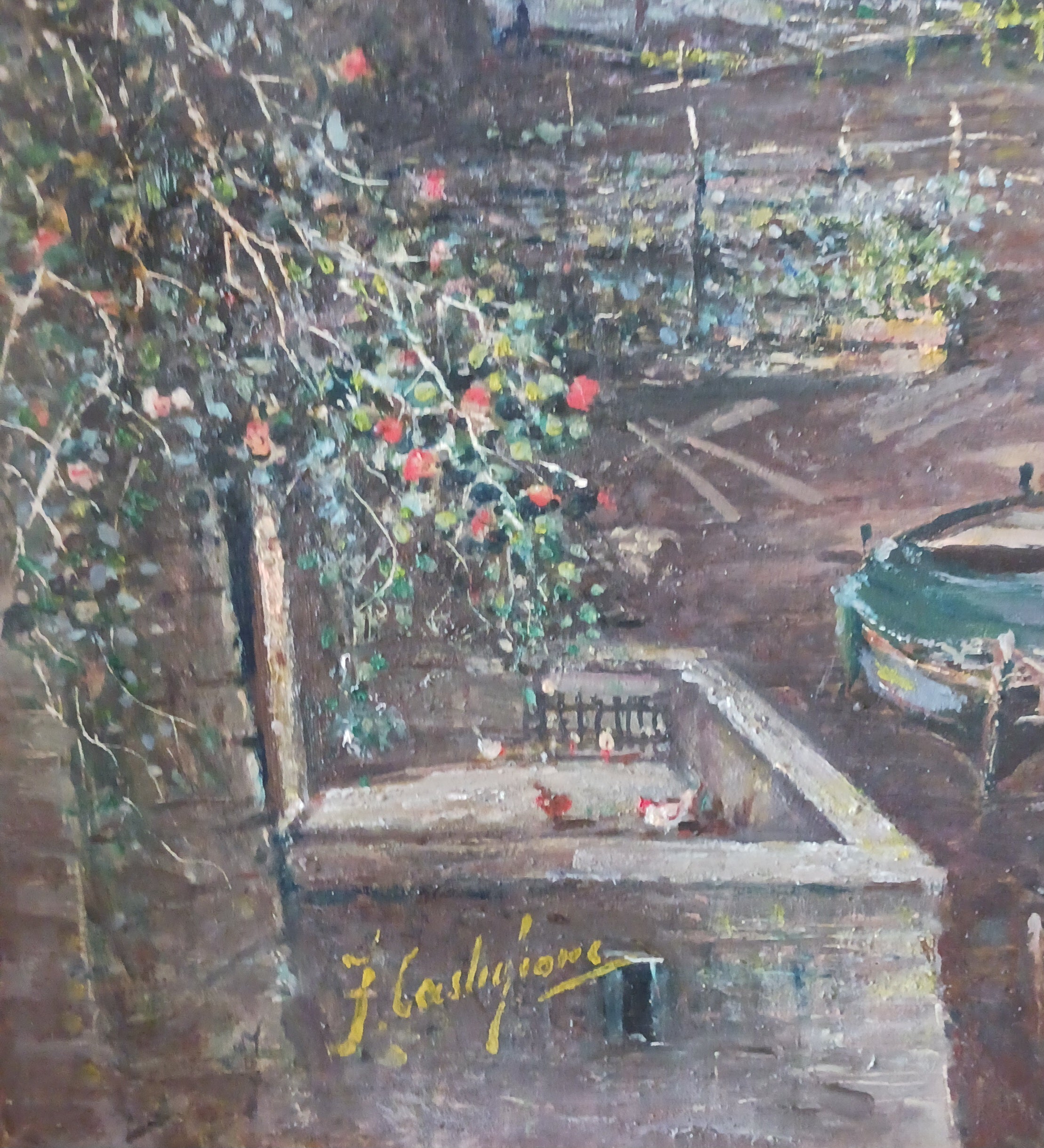 Night on the Bay of Naples - o/c F. Castigliano, Listed Italian Mid-Century
