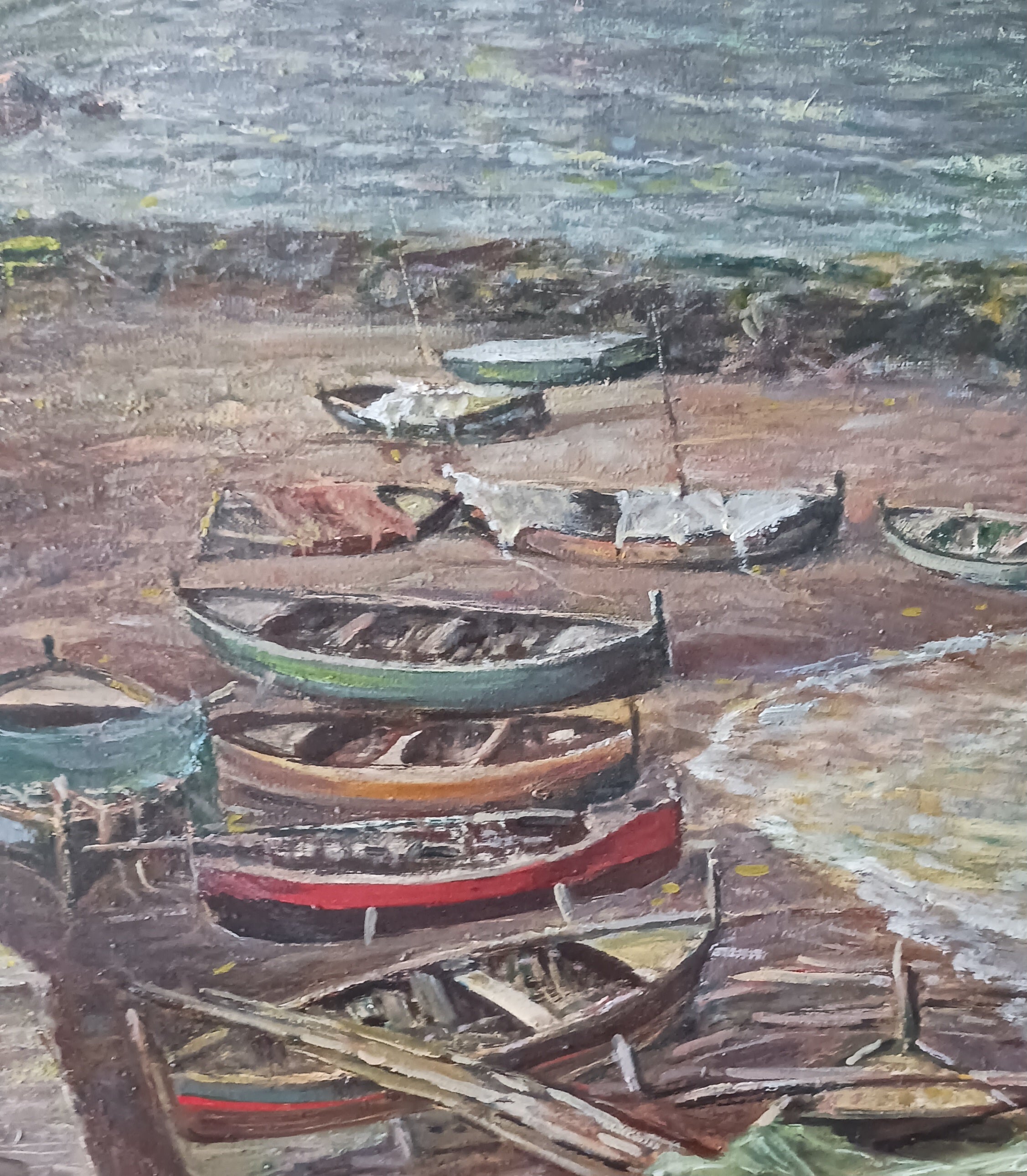 Night on the Bay of Naples - o/c F. Castigliano, Listed Italian Mid-Century