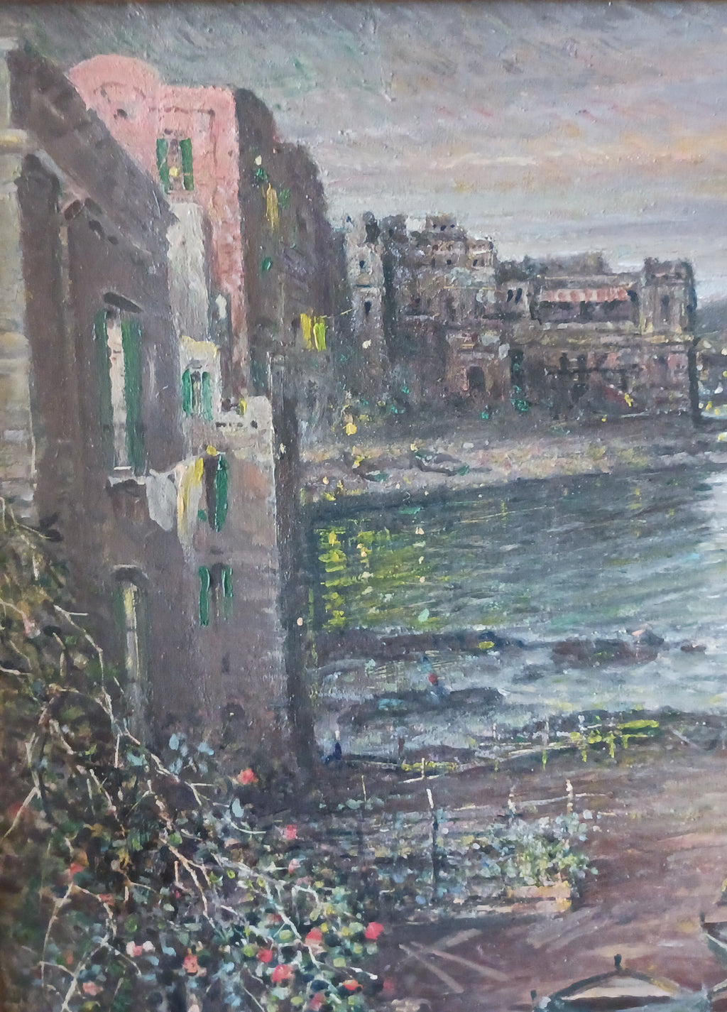 Night on the Bay of Naples - o/c F. Castigliano, Listed Italian Mid-Century