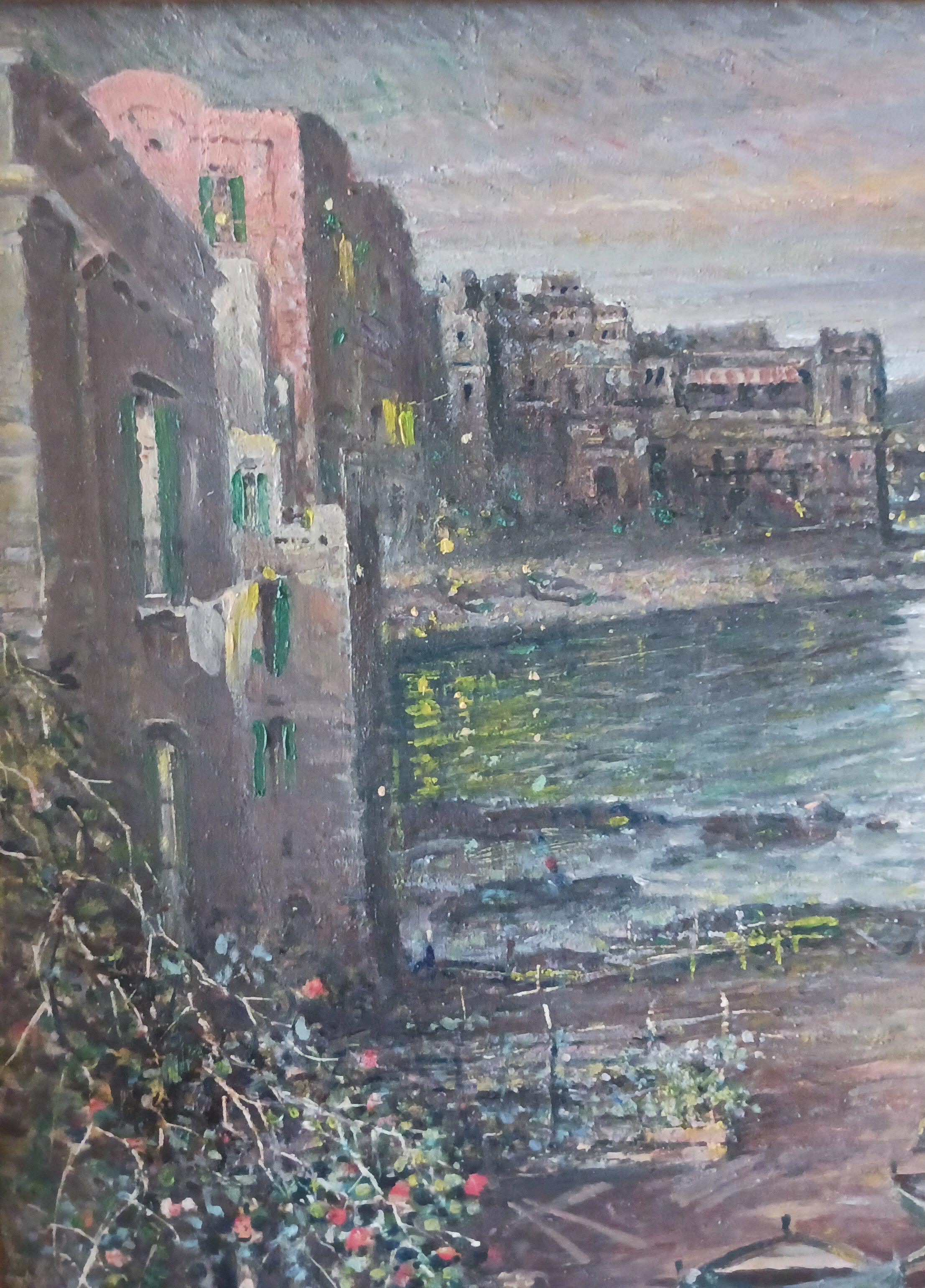 Night on the Bay of Naples - o/c F. Castigliano, Listed Italian Mid-Century