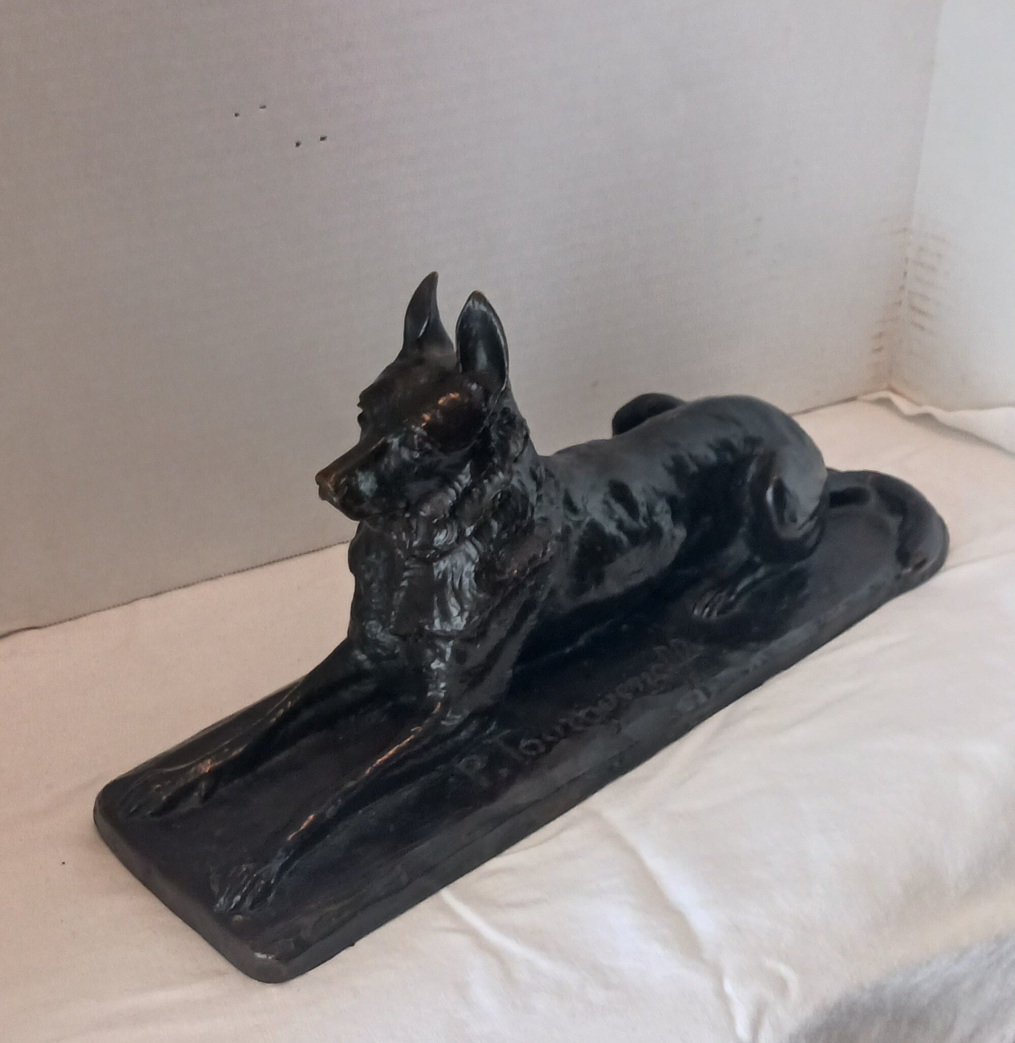 Stunning German Shepherd Bronze Sculpture Pierre Tourgueneff Russian 1853-1912