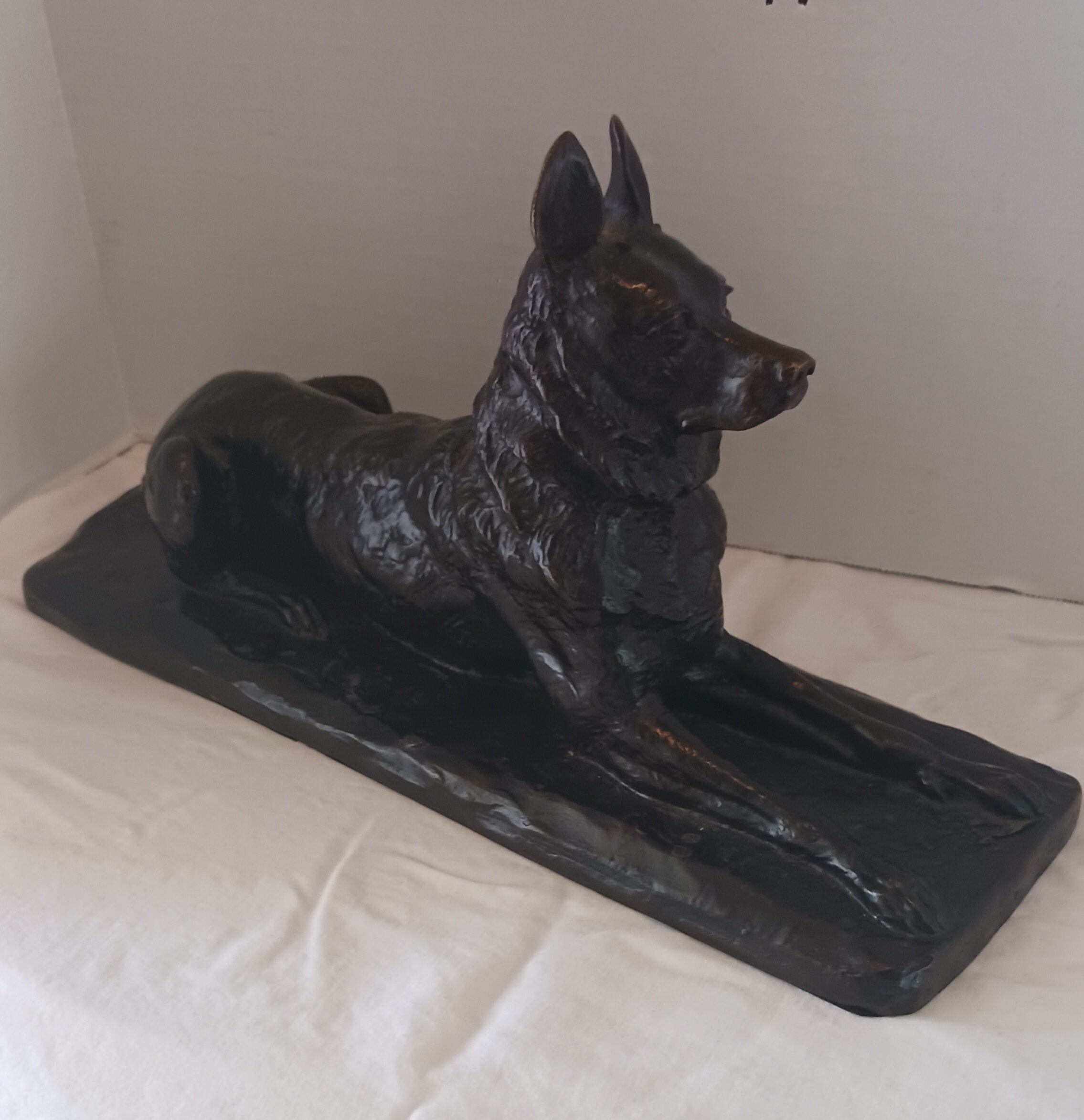 Stunning German Shepherd Bronze Sculpture Pierre Tourgueneff Russian 1853-1912