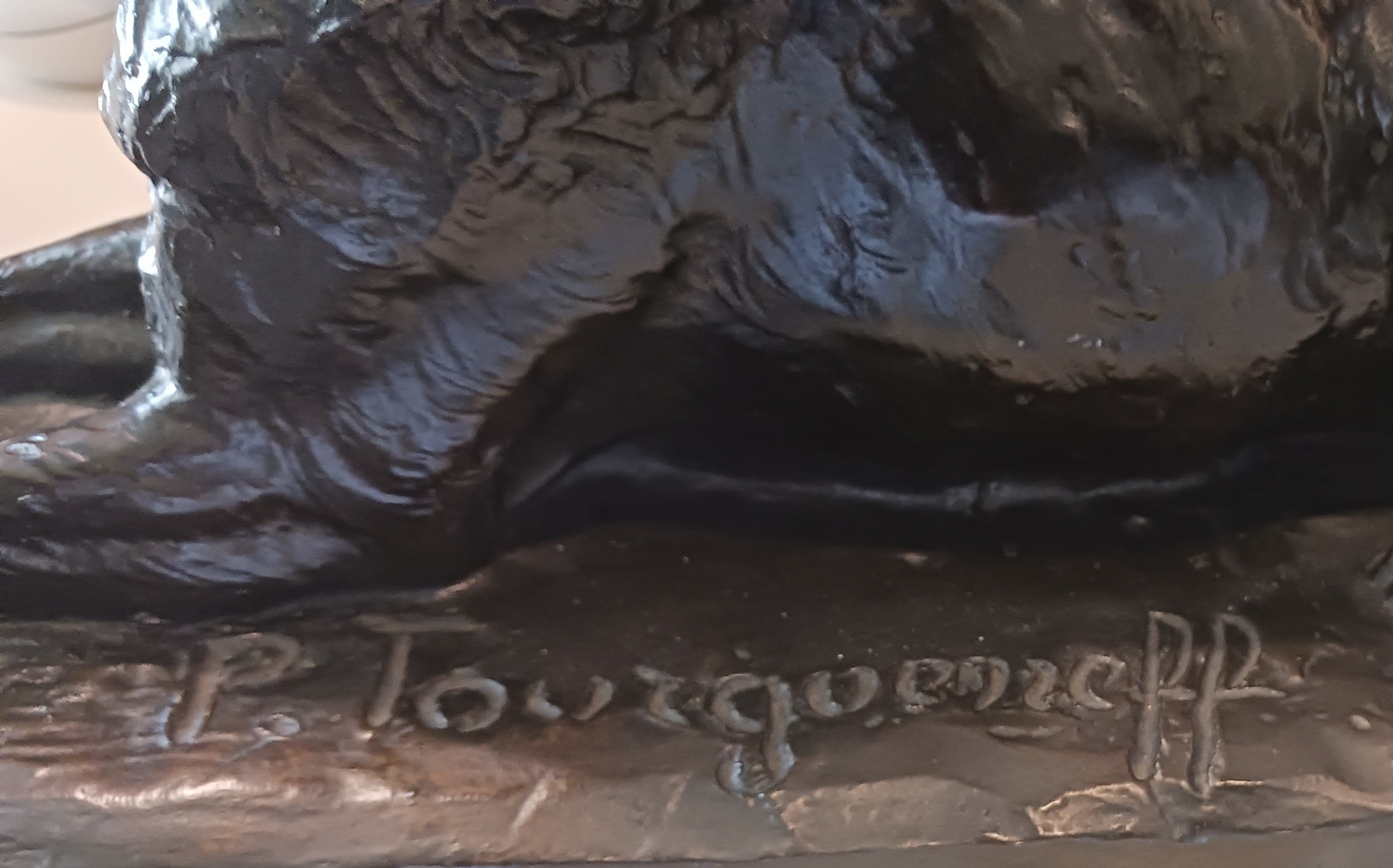 Stunning German Shepherd Bronze Sculpture Pierre Tourgueneff Russian 1853-1912