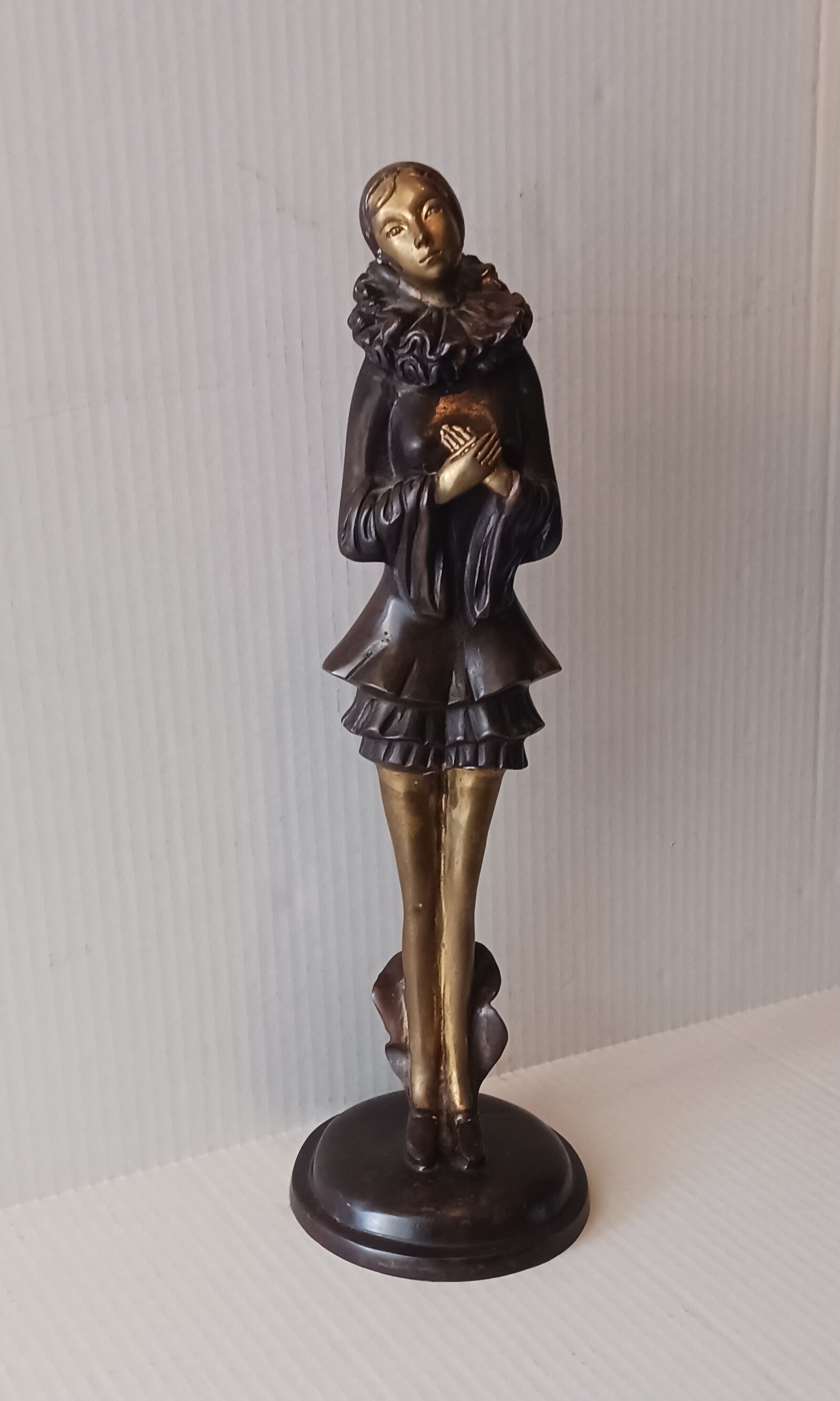 Haunting Art Deco Bronze Statuette of Pierrette 17" Tall!