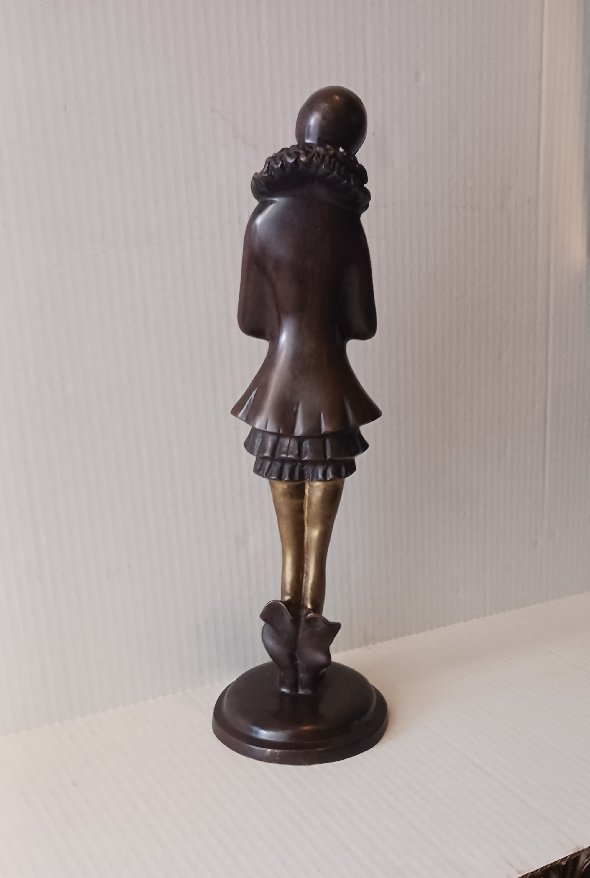 Haunting Art Deco Bronze Statuette of Pierrette 17" Tall!
