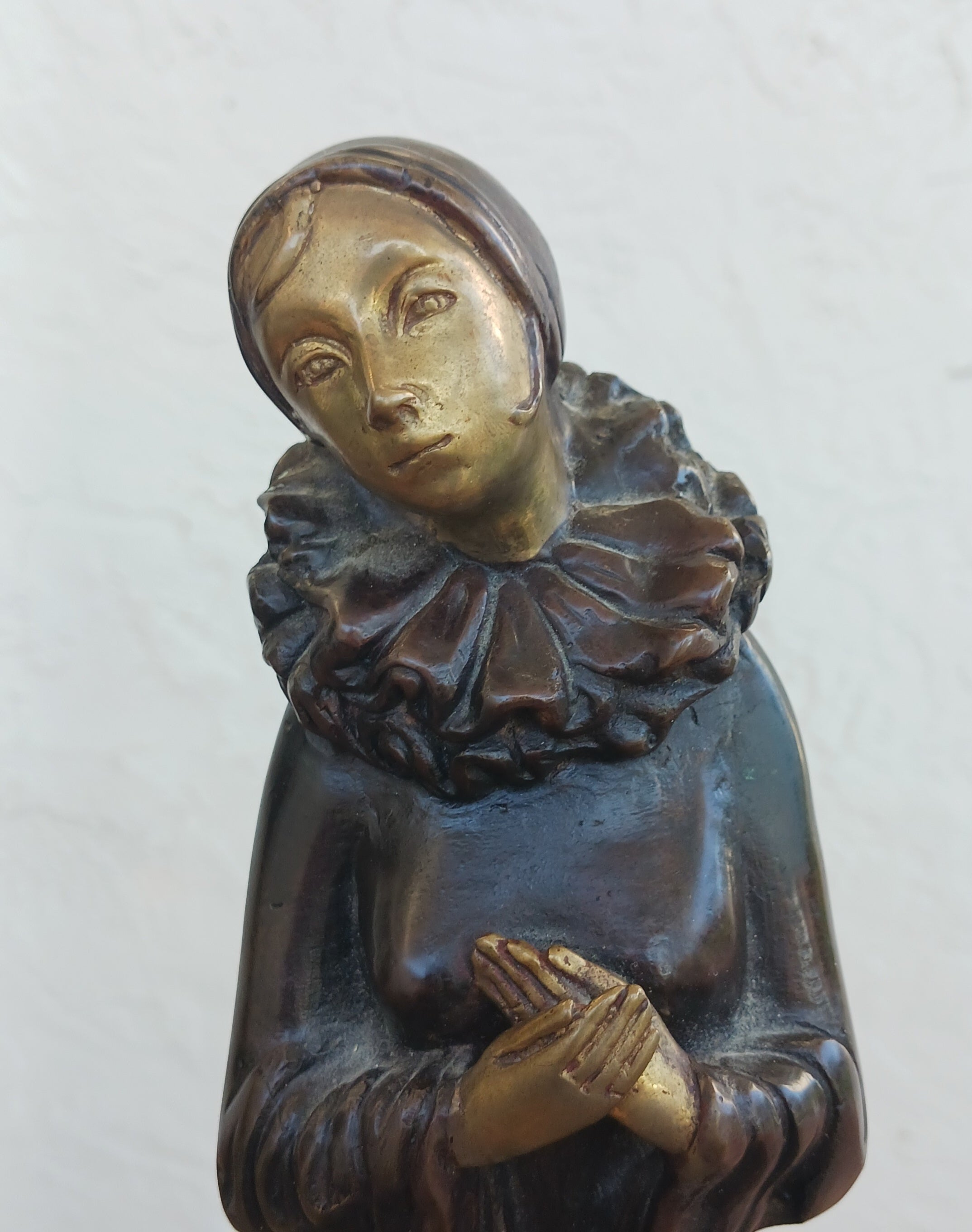 Haunting Art Deco Bronze Statuette of Pierrette 17" Tall!