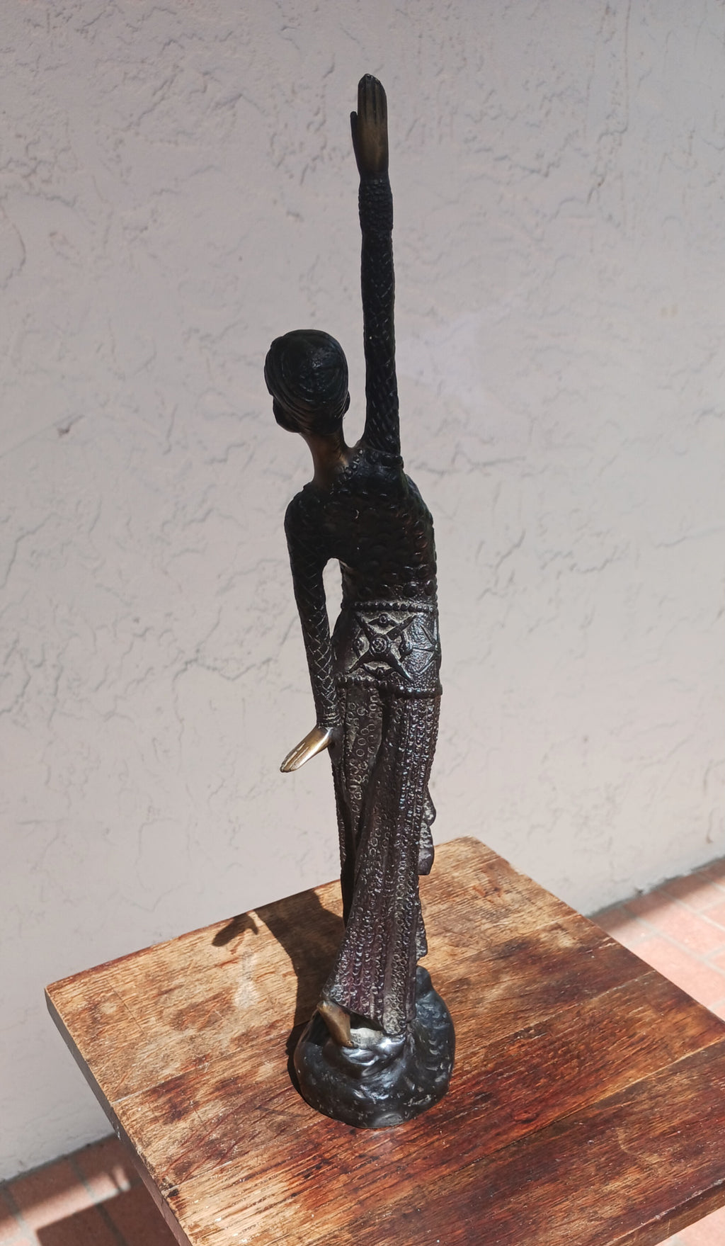 Statuesque and Graceful Bronze Art Deco Flapper Girl Dancer 18" Tall!
