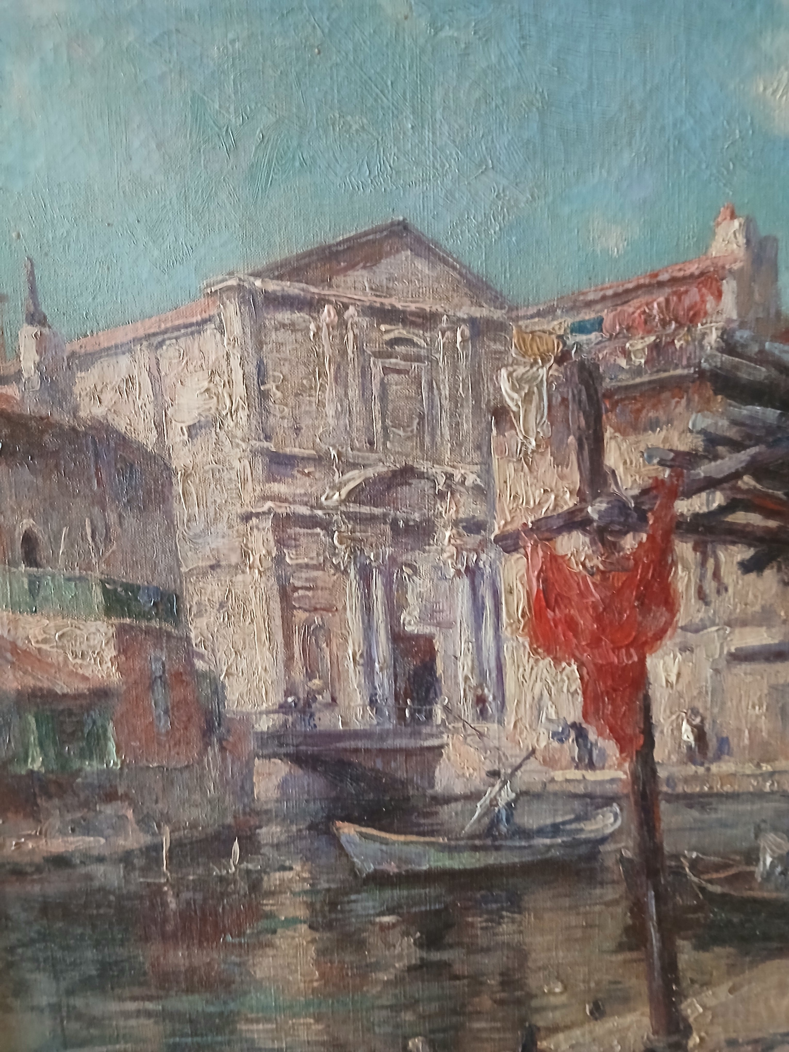 Venice Canal Oil on Canvas by Paul Henri Simons, French, 1865-1932 Listed Artist