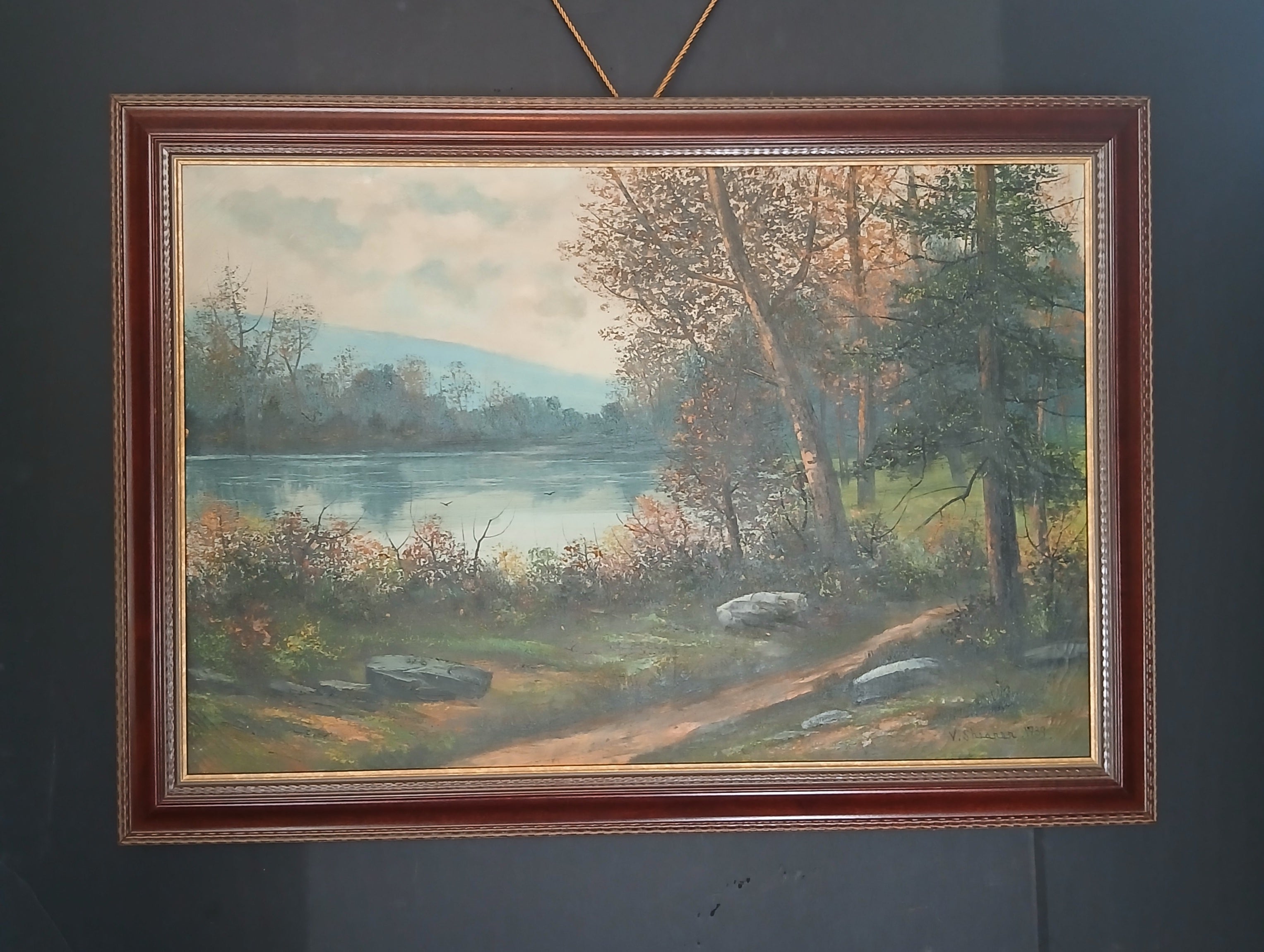 Victor Shearer Landscape Oil Painting with Lake - Listed Artist