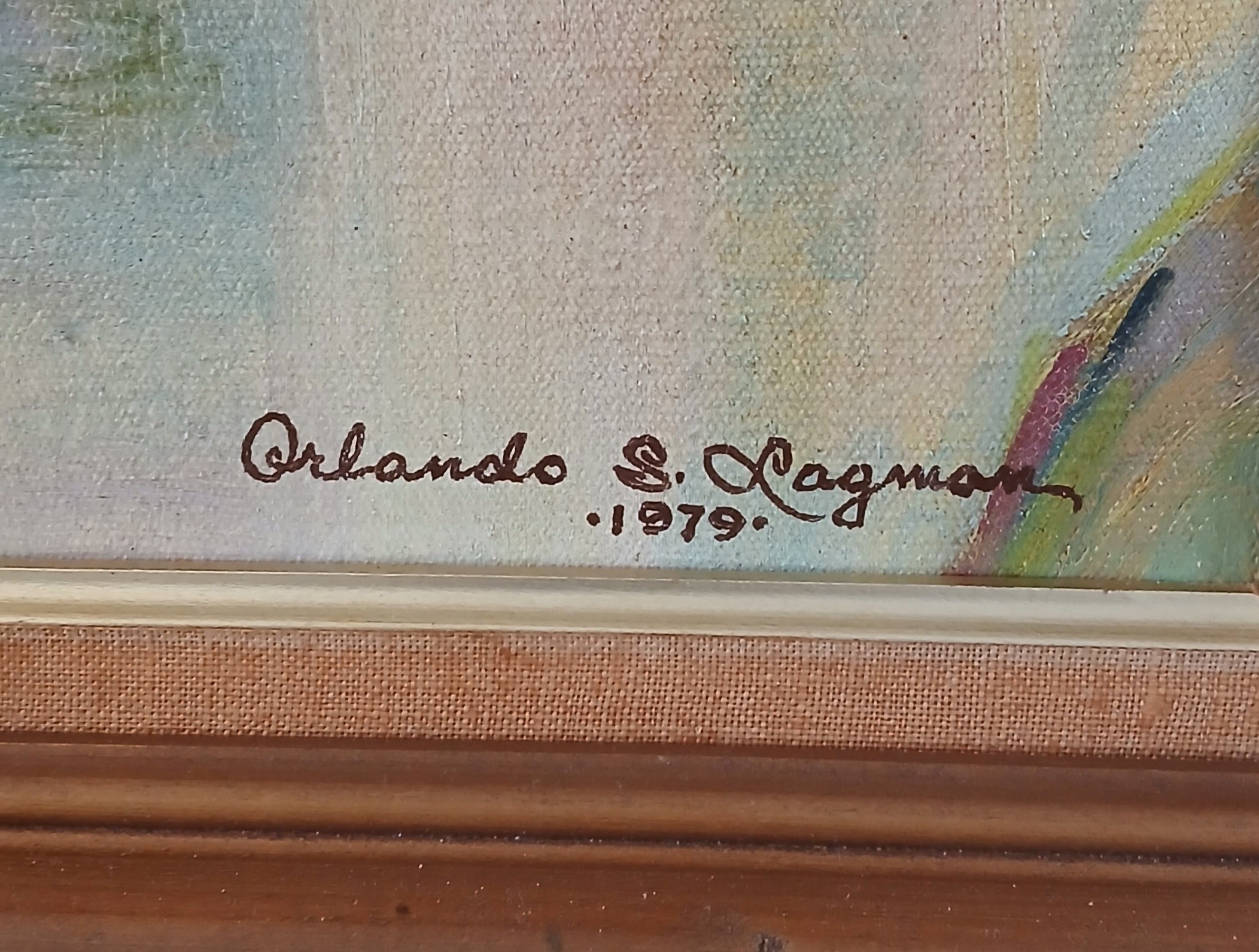 Dining Room Oil on Canvas by Famous Painter Orlando S. Lagman 1979 - listed