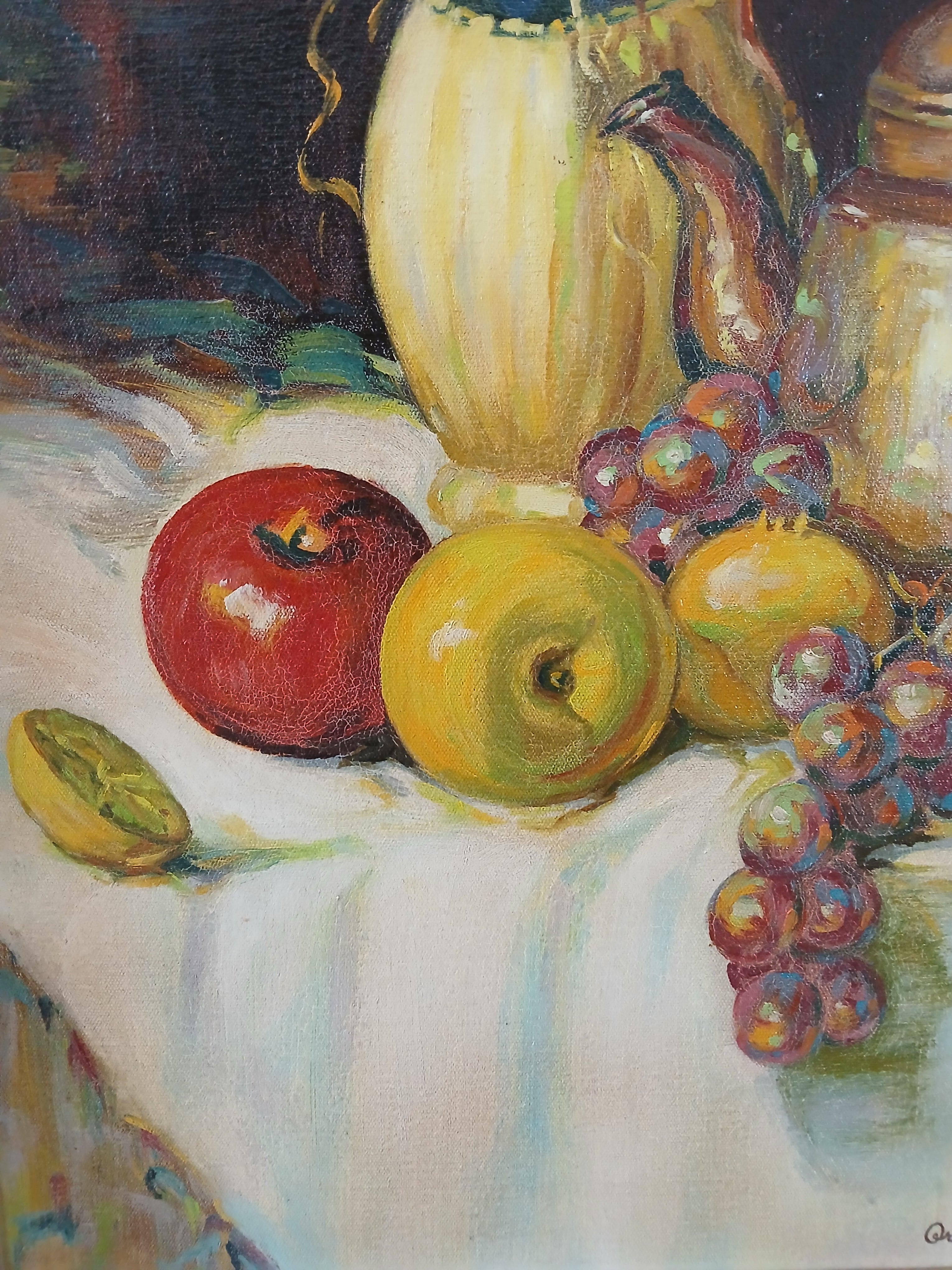 Dining Room Oil on Canvas by Famous Painter Orlando S. Lagman 1979 - listed