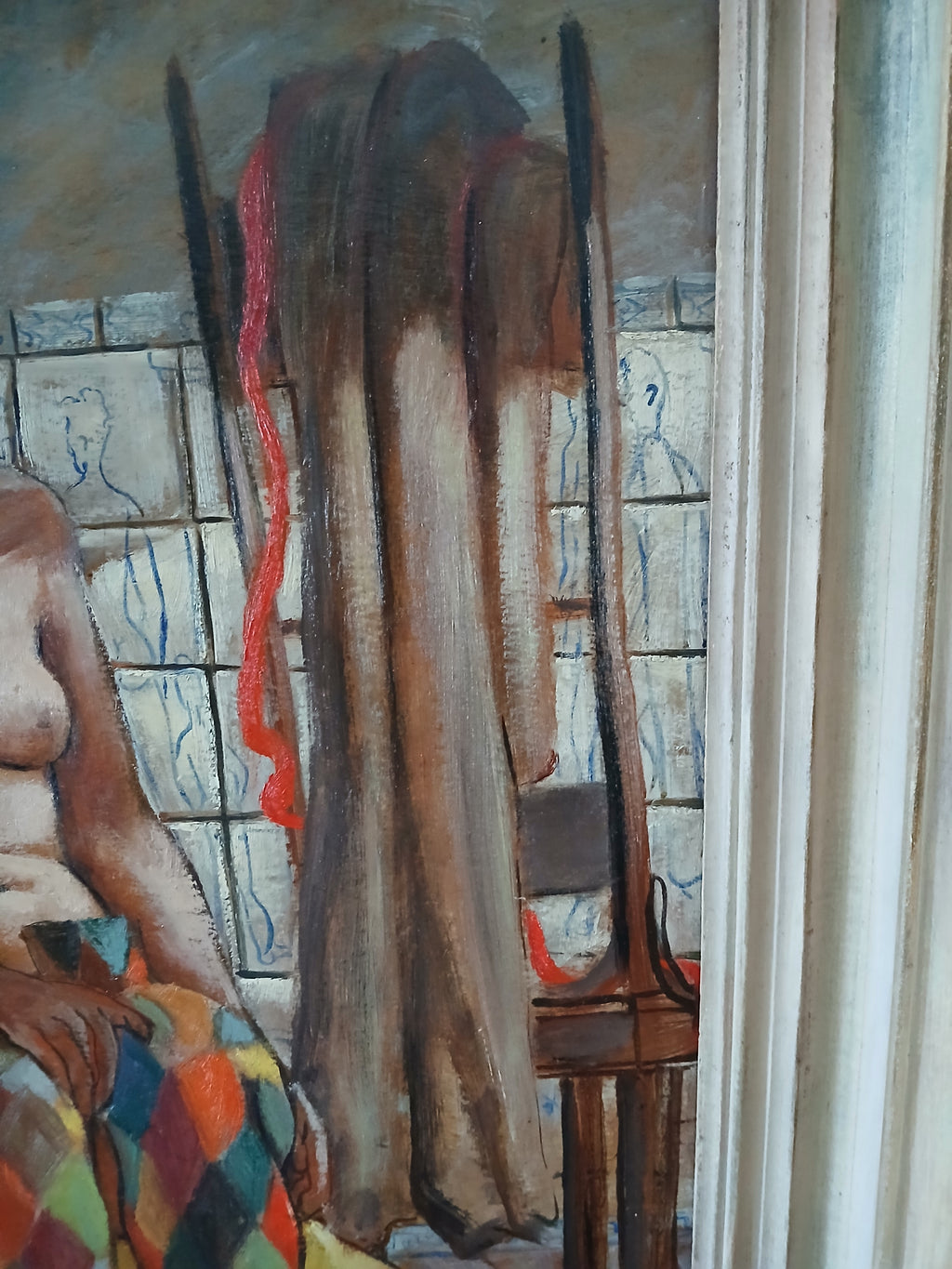 Rare and Important Early Carlos Bastos Oil on Board "Harlequin" New York 1948