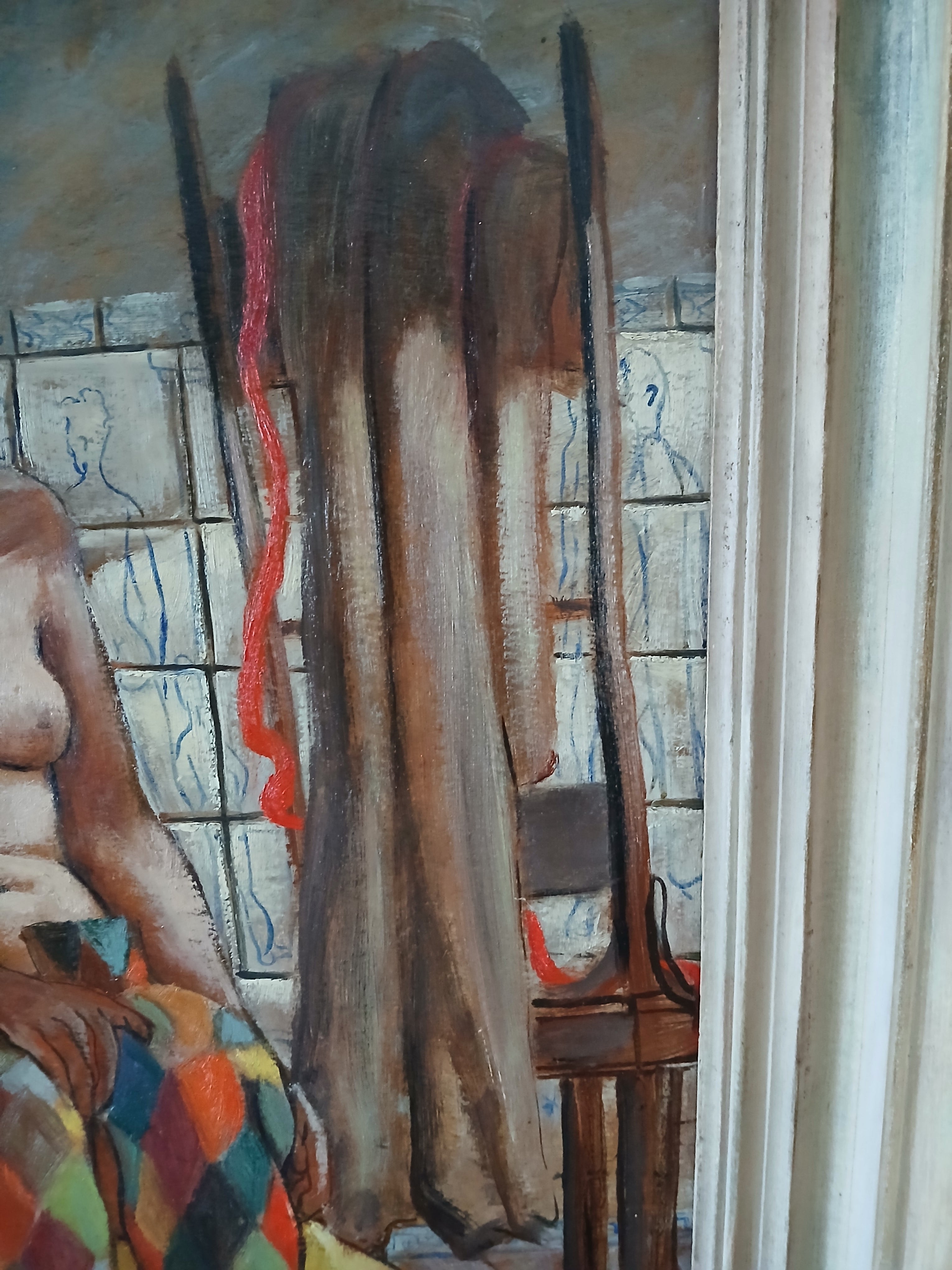 Rare and Important Early Carlos Bastos Oil on Board "Harlequin" New York 1948