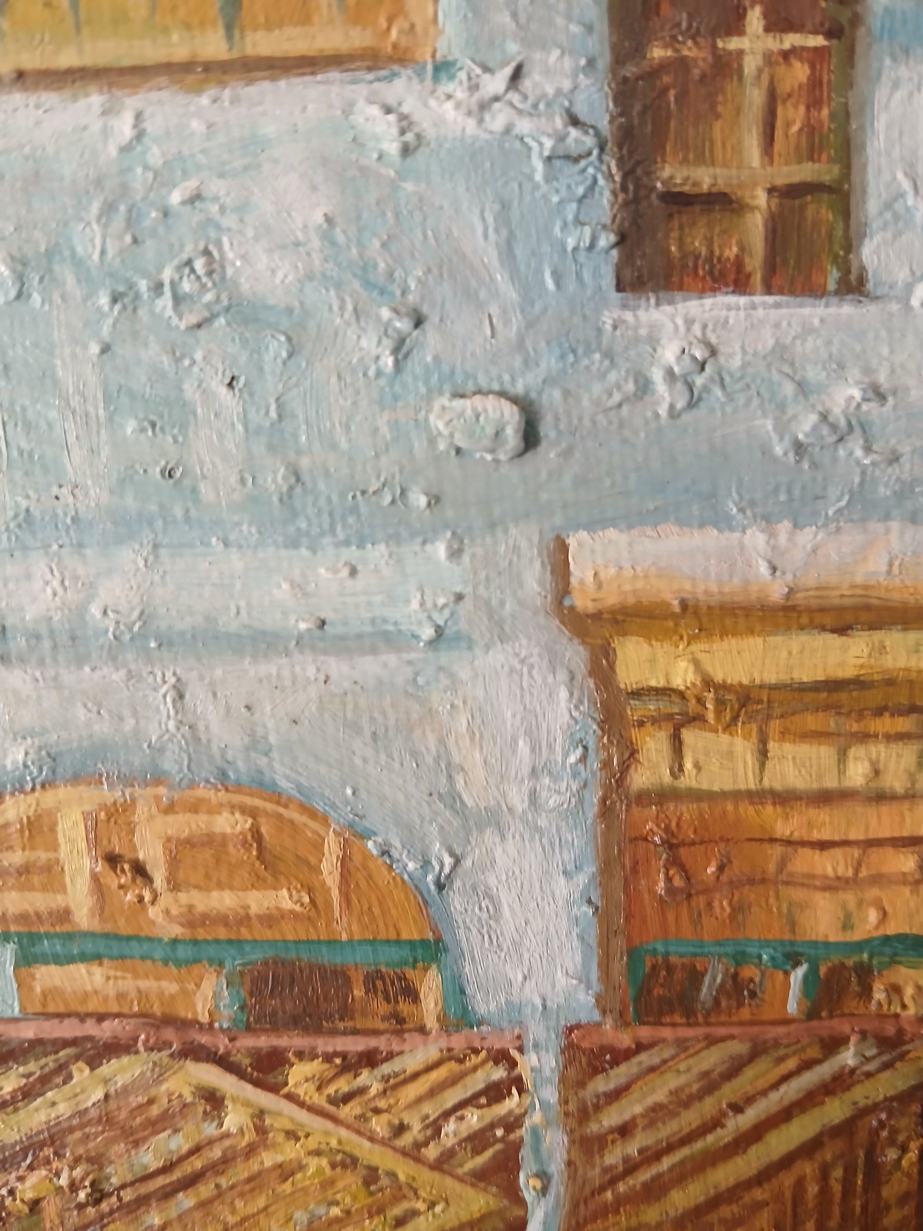 Scene in a Middle Eastern Town Signed Oil on Canvas, 1983