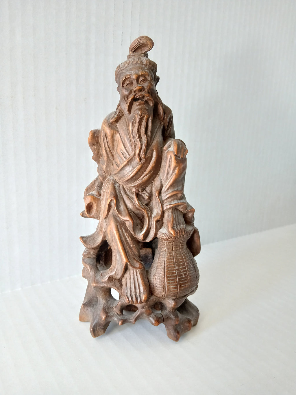 Antique Chinese Carved Wood Figure of an Elderly Man