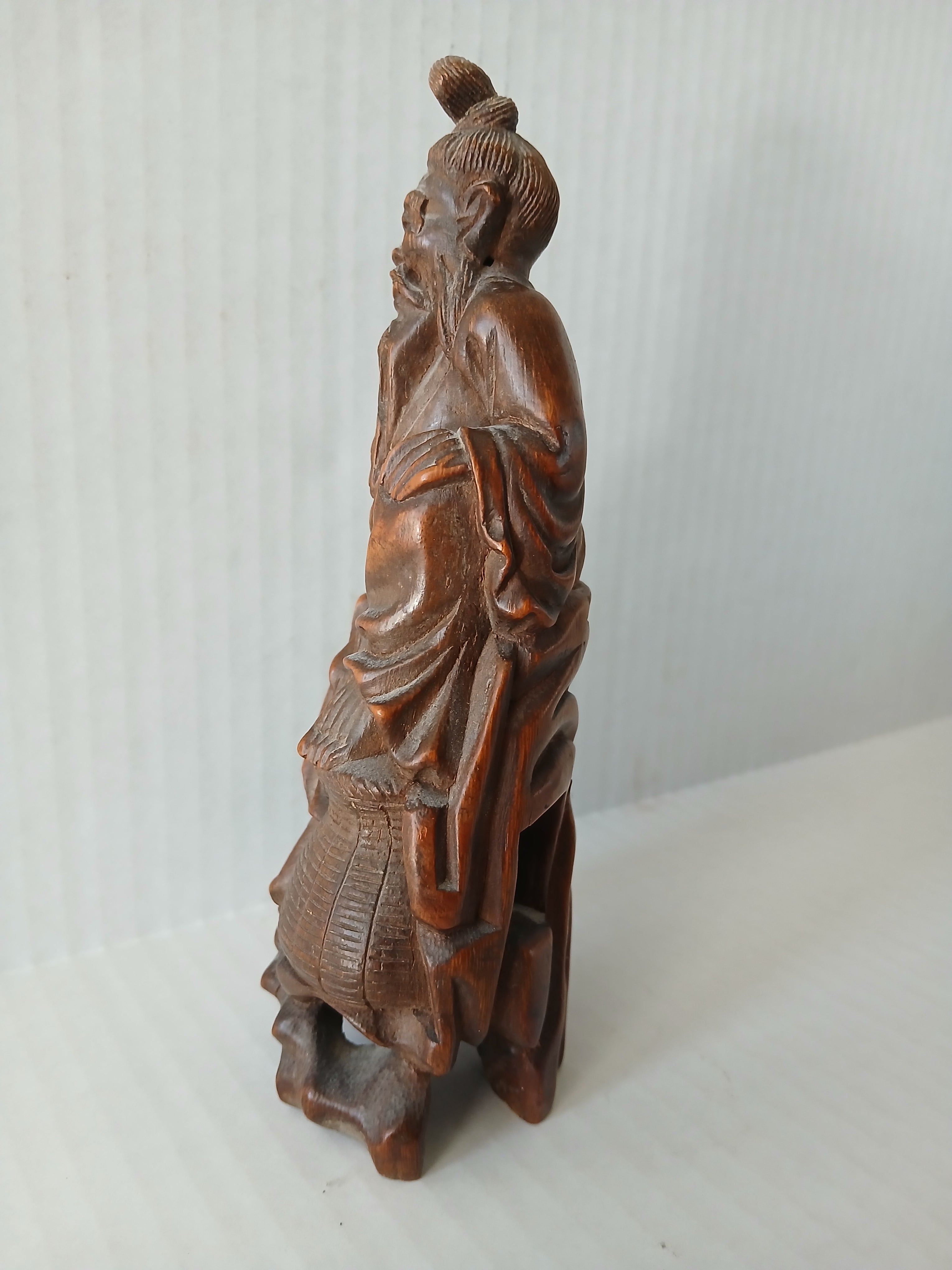 Antique Chinese Carved Wood Figure of an Elderly Man