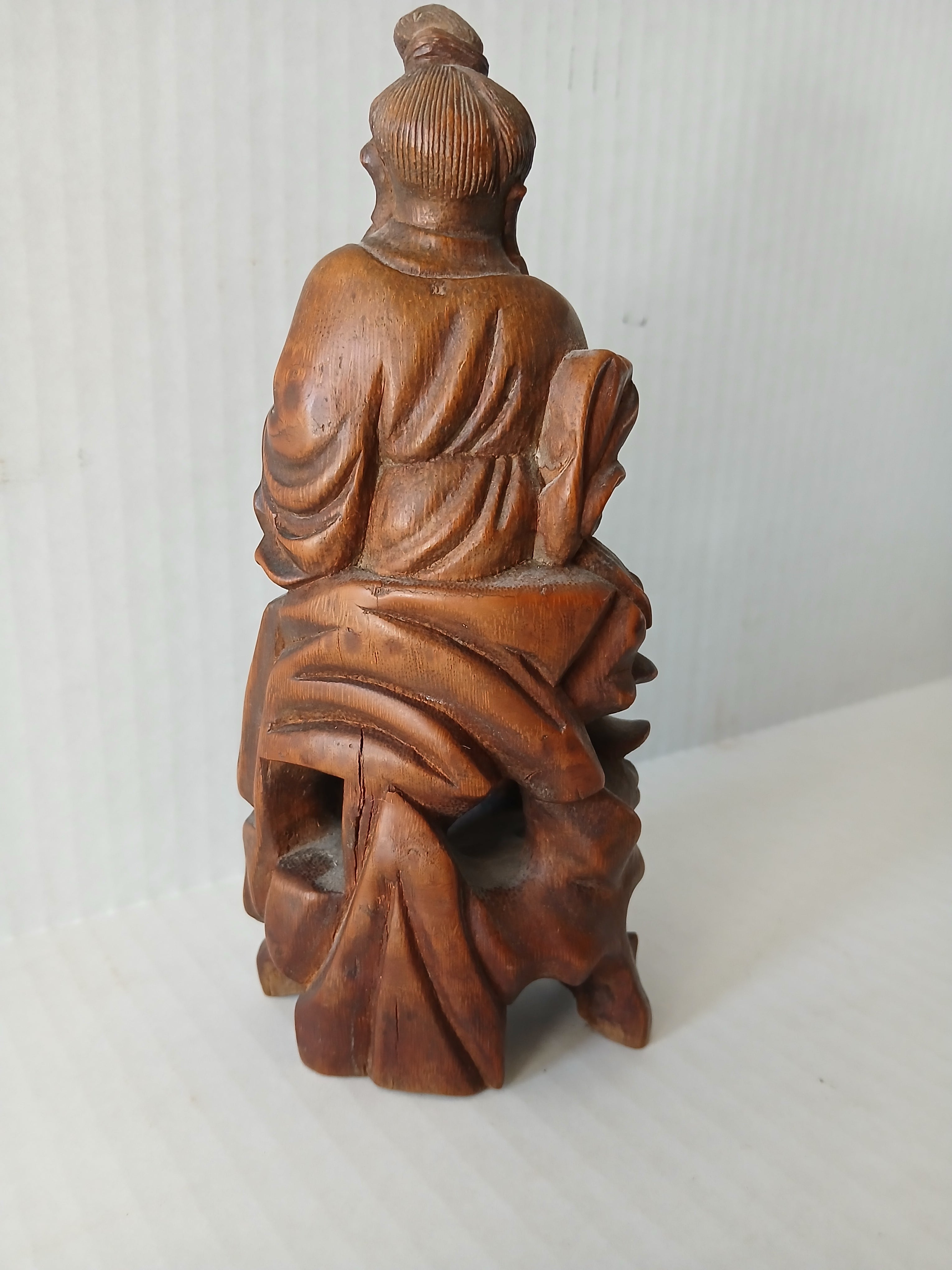 Antique Chinese Carved Wood Figure of an Elderly Man
