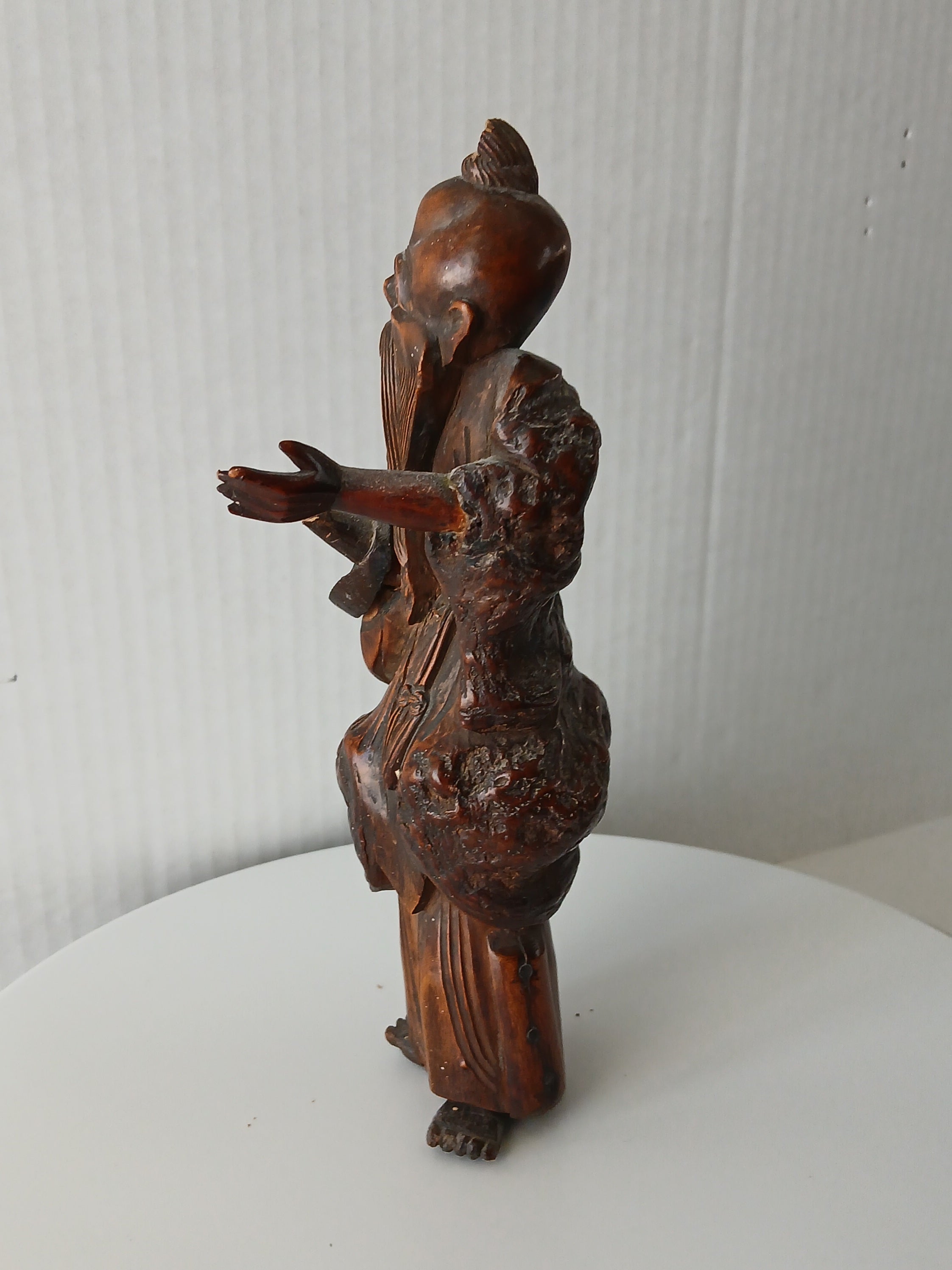 Antique Wood Carved Chinese Figure of an Old Man