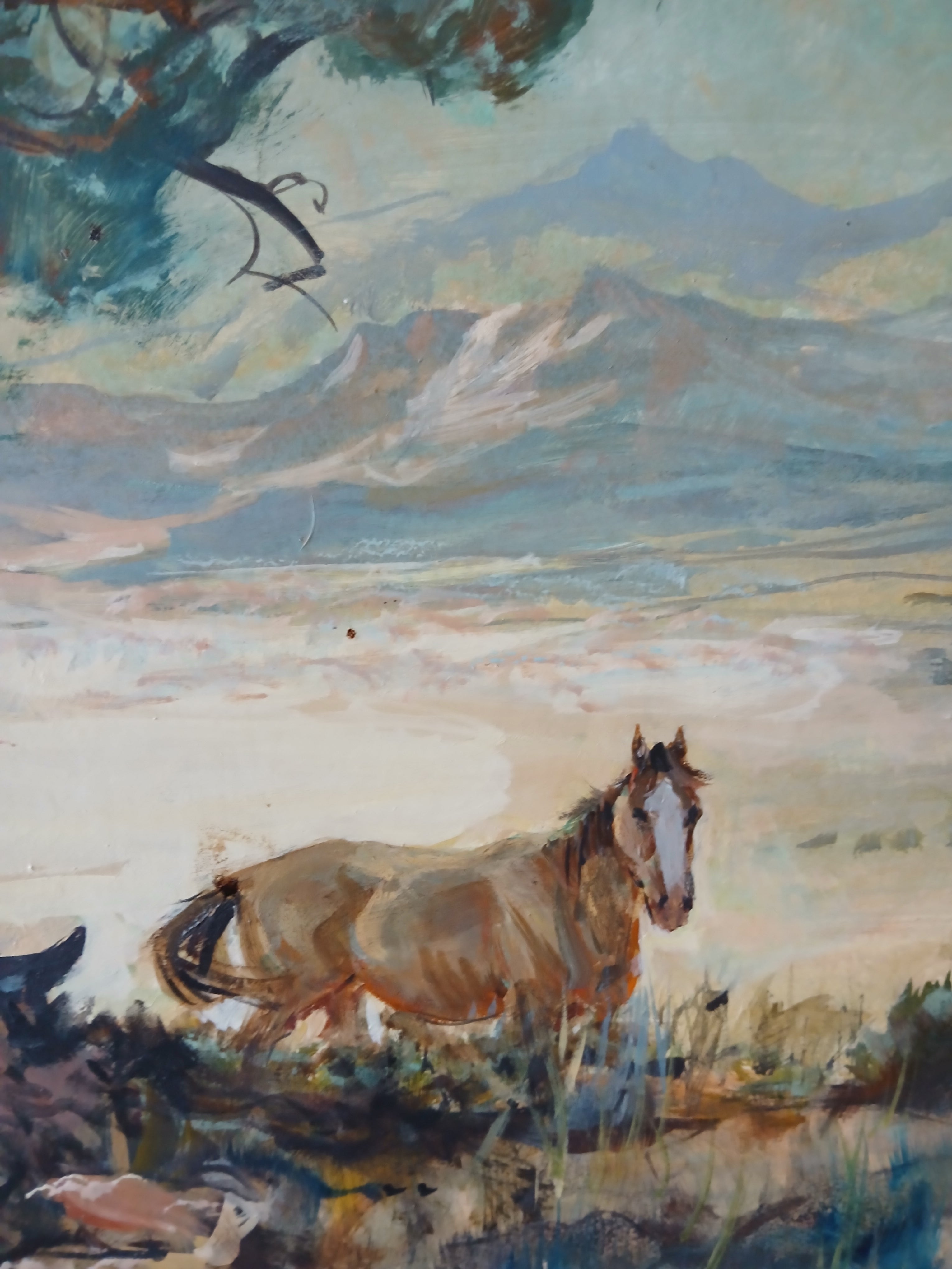 Western Oil on Board "Siesta" by Arthur Fitzsimmons Well-known Listed Artist