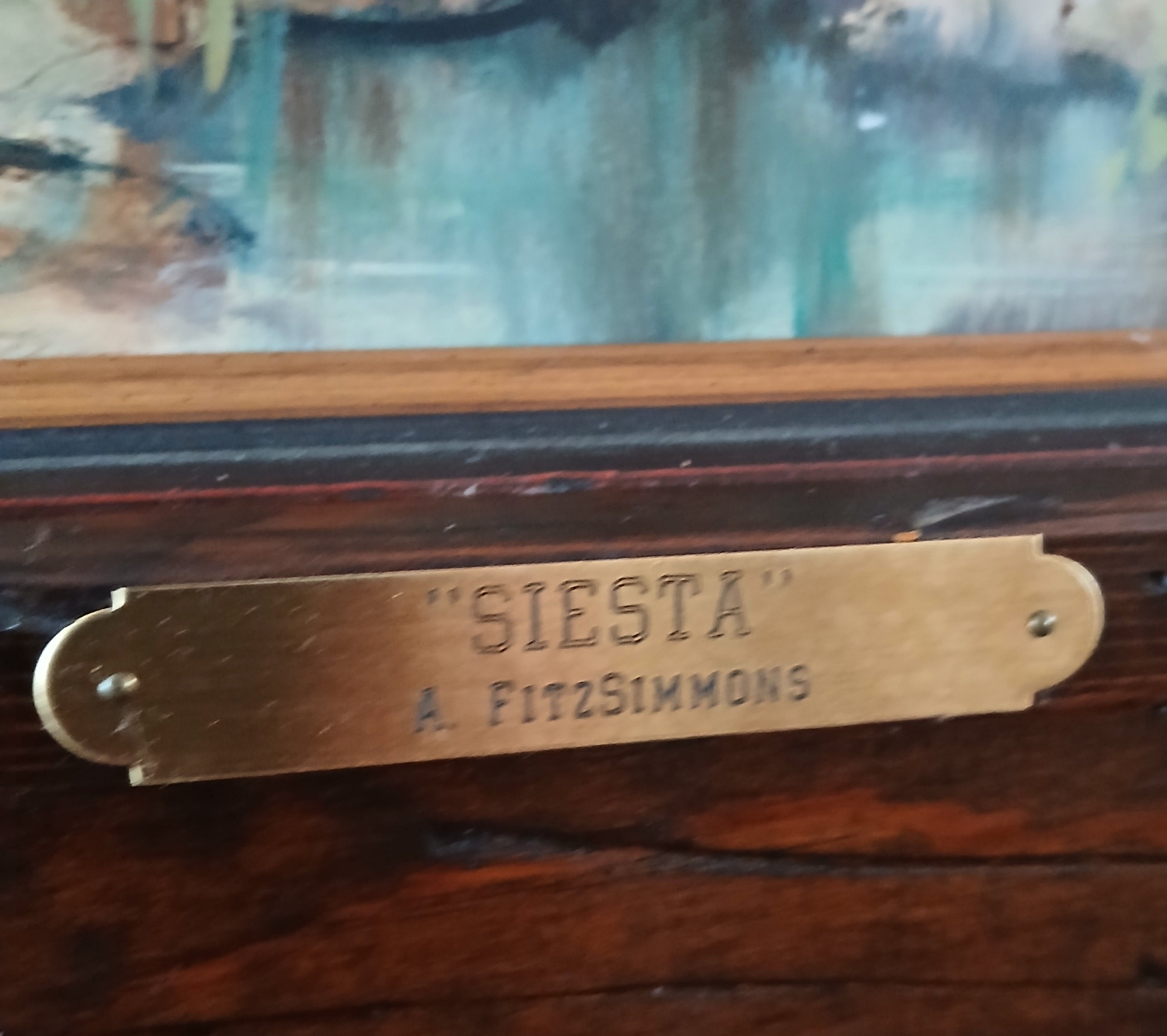 Western Oil on Board "Siesta" by Arthur Fitzsimmons Well-known Listed Artist