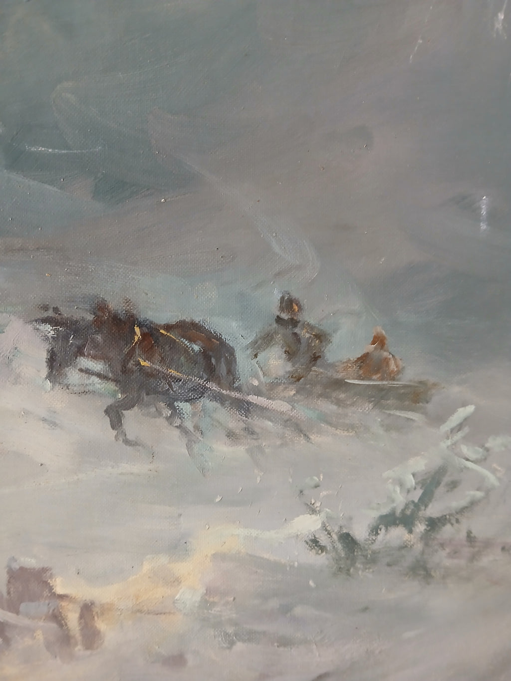 The Blizzard- Oil on canvasboard by Listed Artist Frank Ferruzza c. 1960s