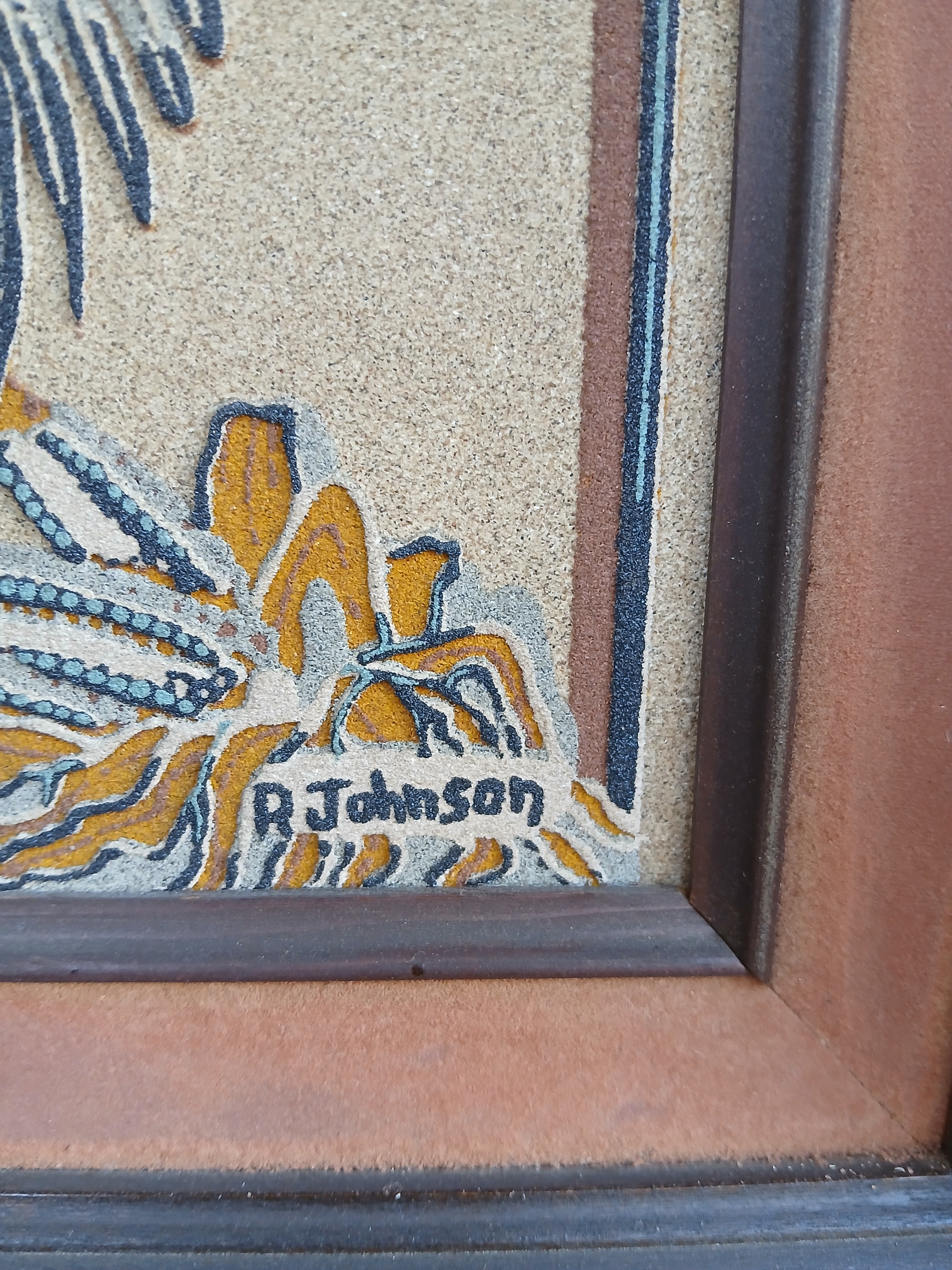 Vintage Navajo Sand Painting c. 1950s The Eagle Dance Ceremony