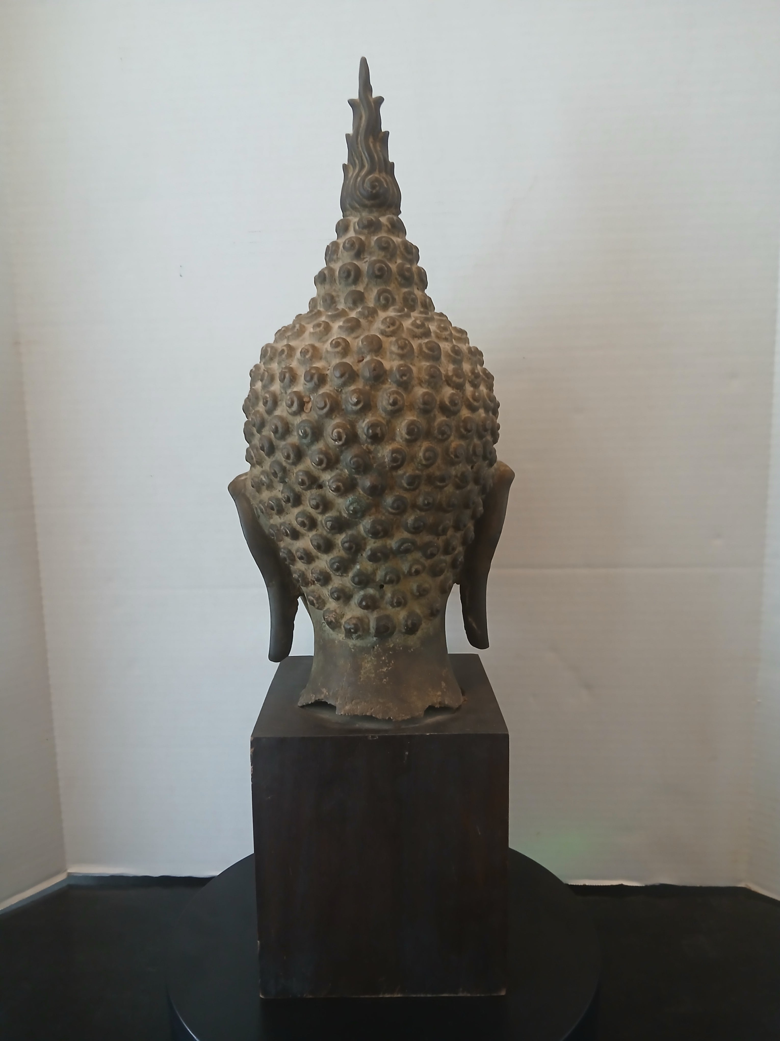 Exceptional Large Antique Sukhothai Style Bronze Head of Buddha