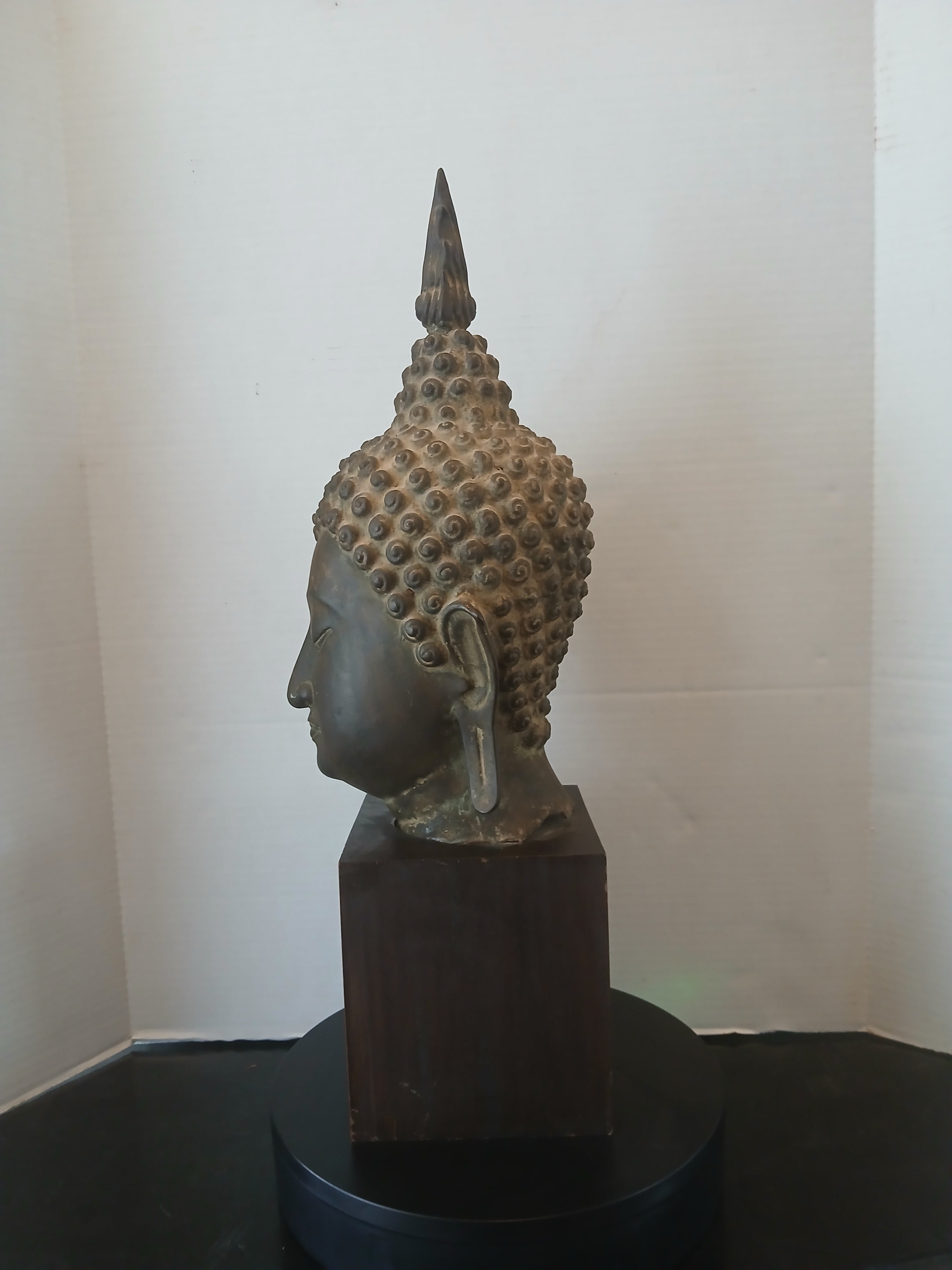 Exceptional Large Antique Sukhothai Style Bronze Head of Buddha