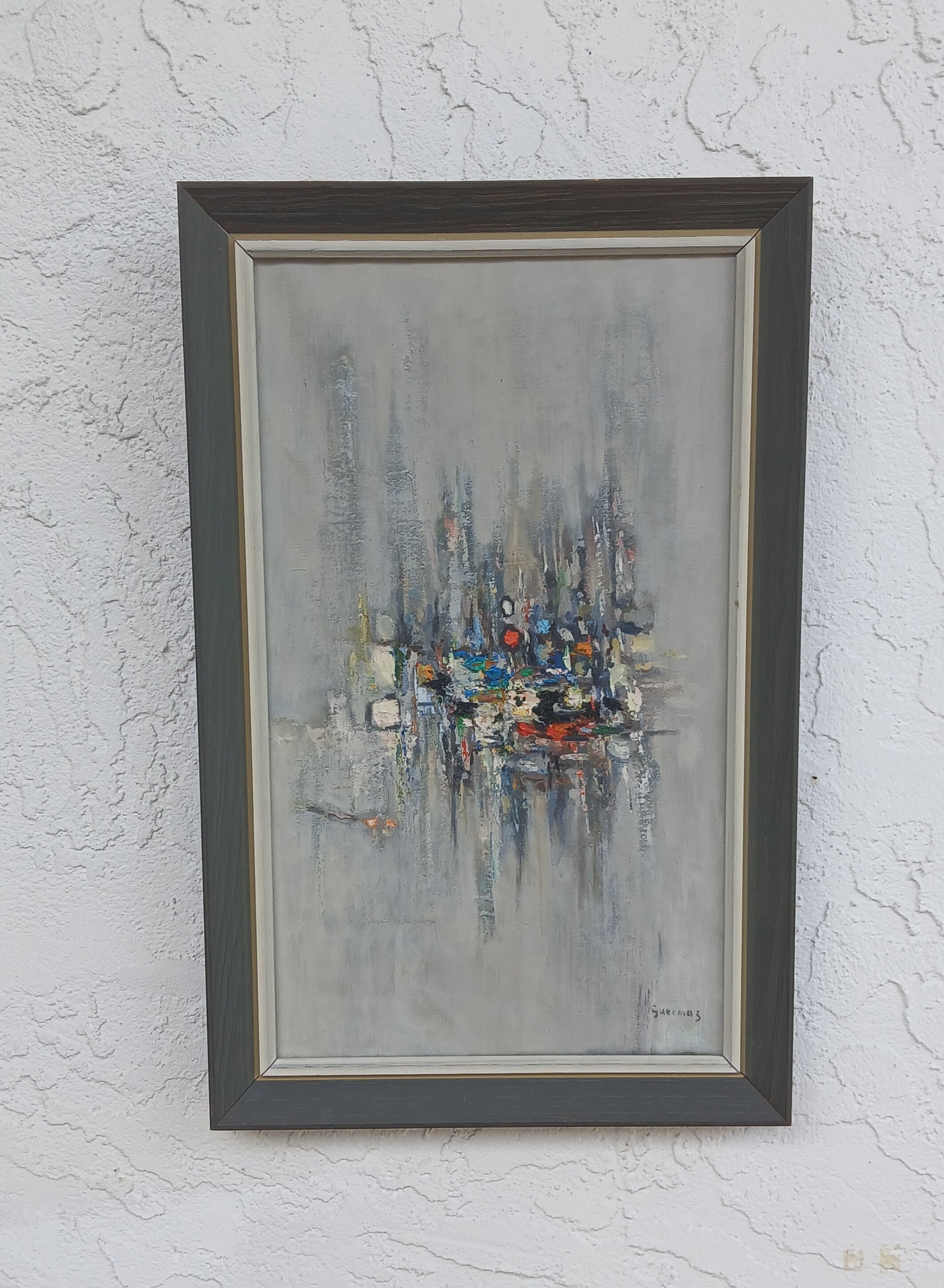 1960s Abstract Oil on Canvas by Abdelkader Guermaz