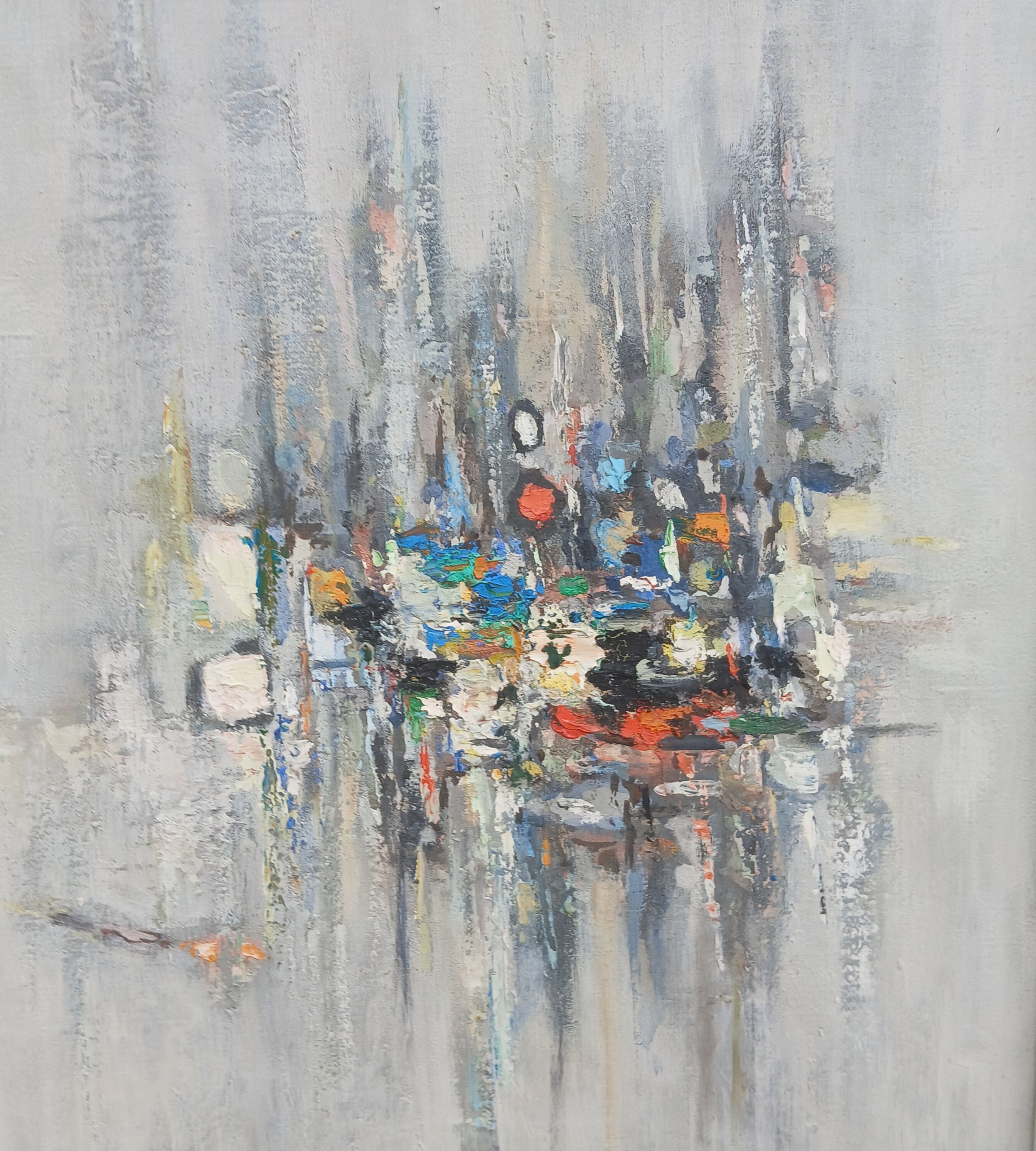 1960s Abstract Oil on Canvas by Abdelkader Guermaz