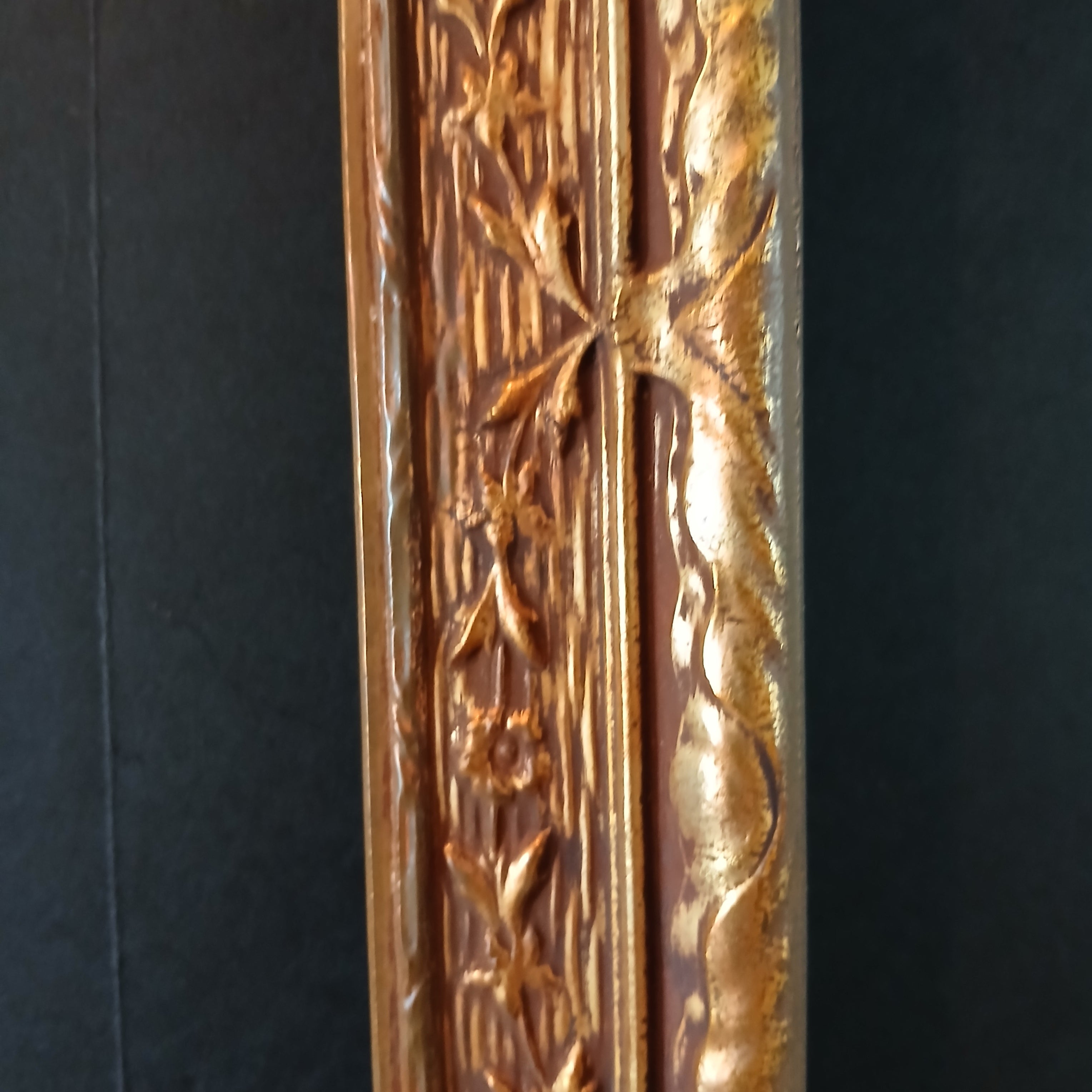 1960s Gold 20 x 24 Frame with Raised Floral and Foliate Decoration
