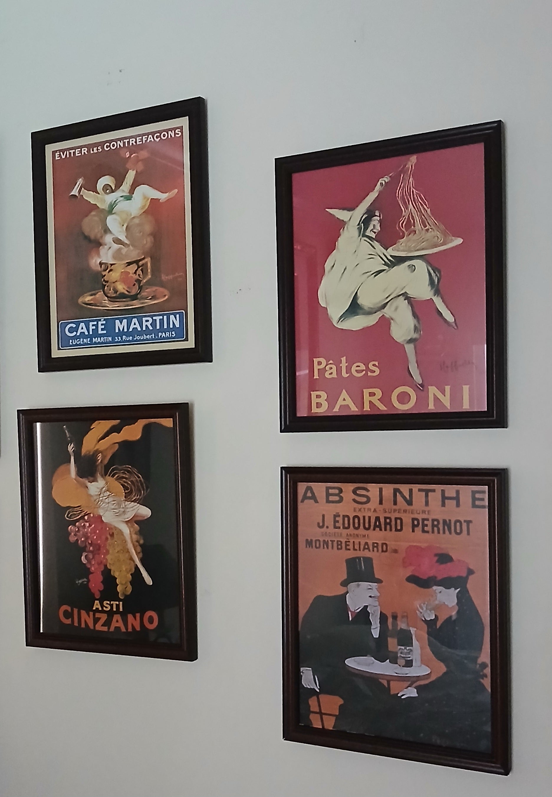 Four Decorative French and Italian Posters Handsomely Framed