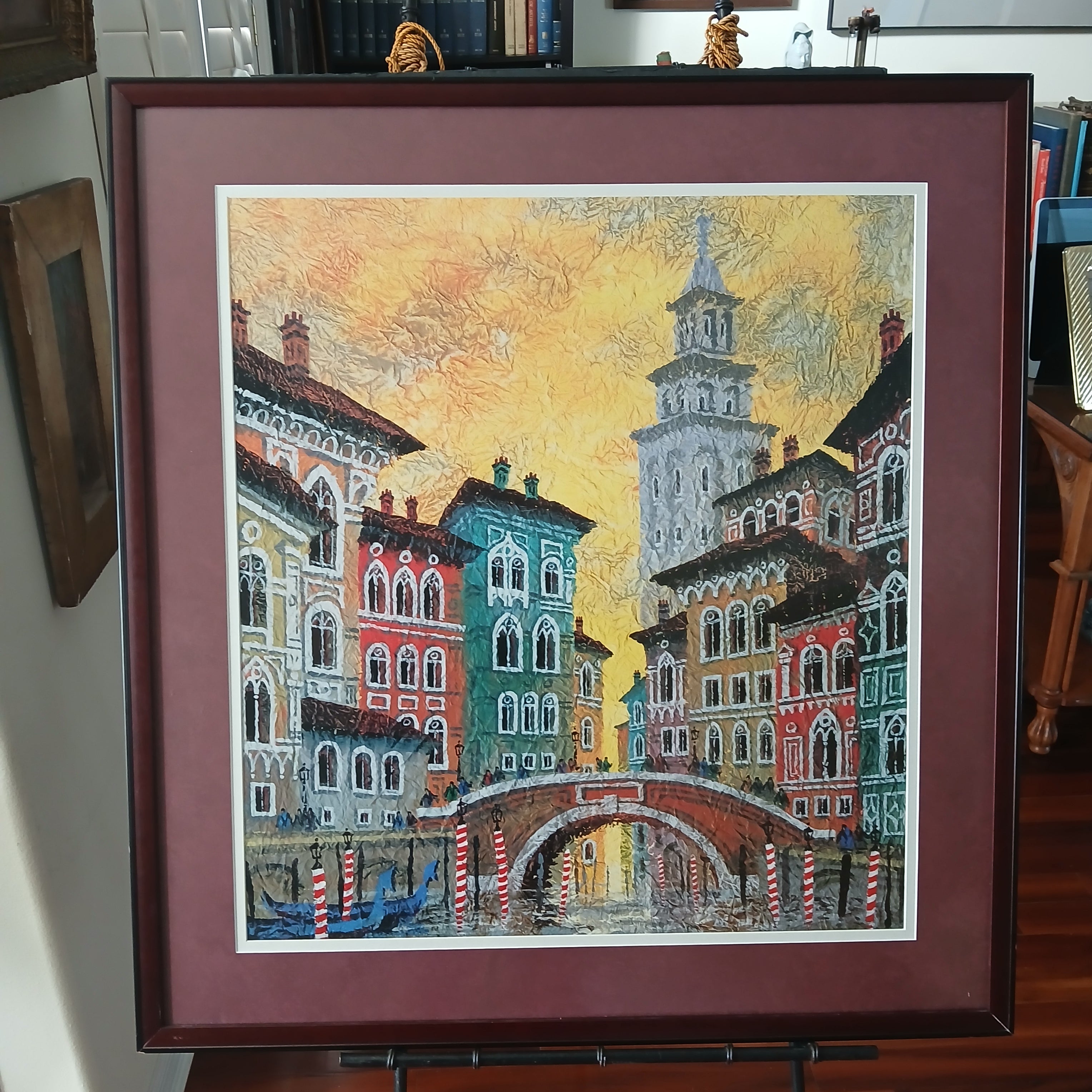 Anatole Krasnyansky Venice Yellow Sunset Framed Lithograph