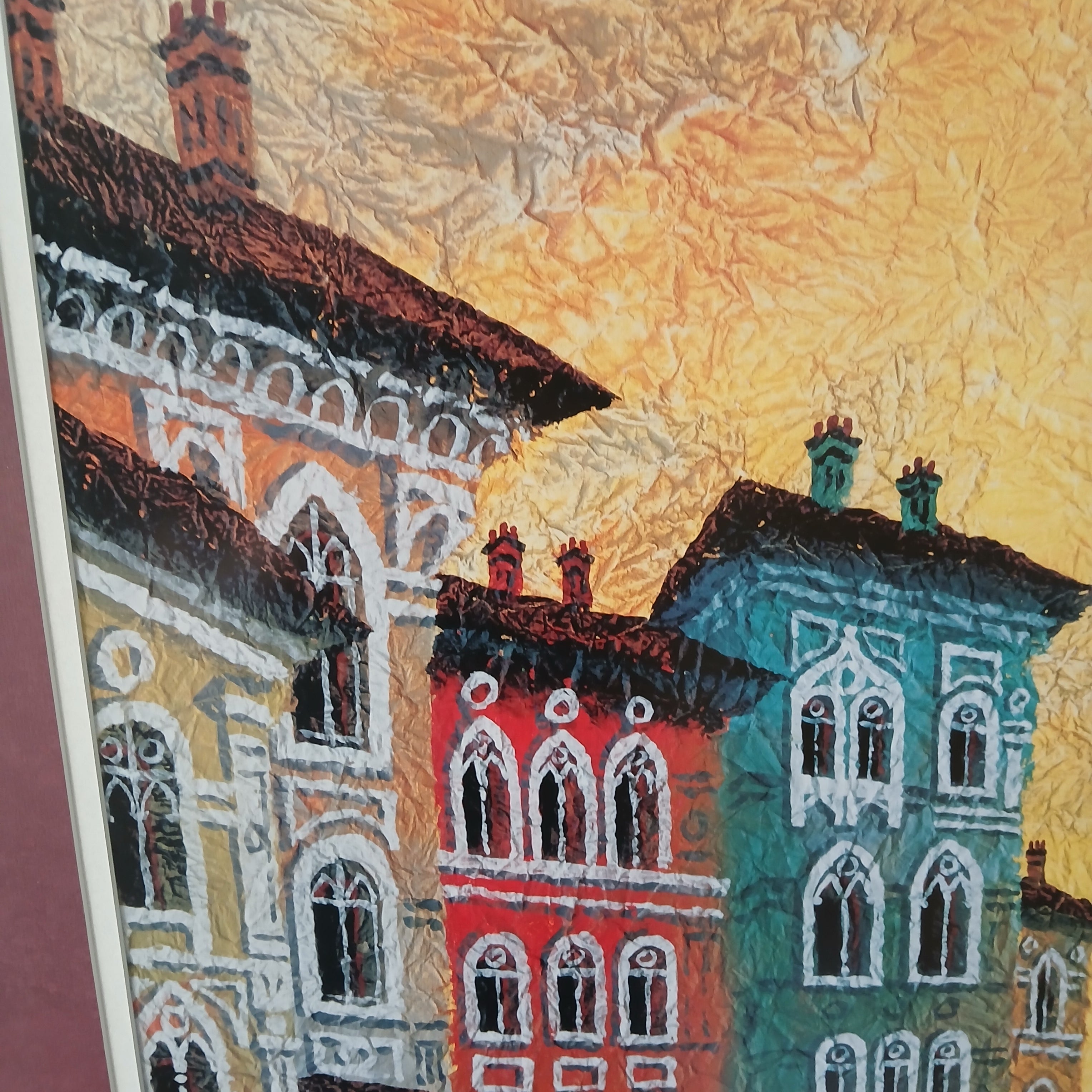 Anatole Krasnyansky Venice Yellow Sunset Framed Lithograph