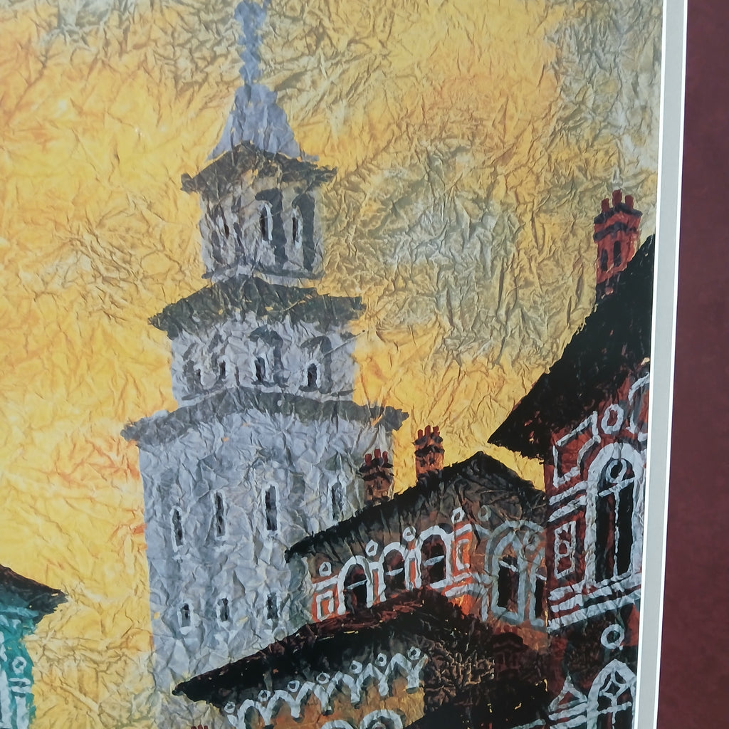 Anatole Krasnyansky Venice Yellow Sunset Framed Lithograph