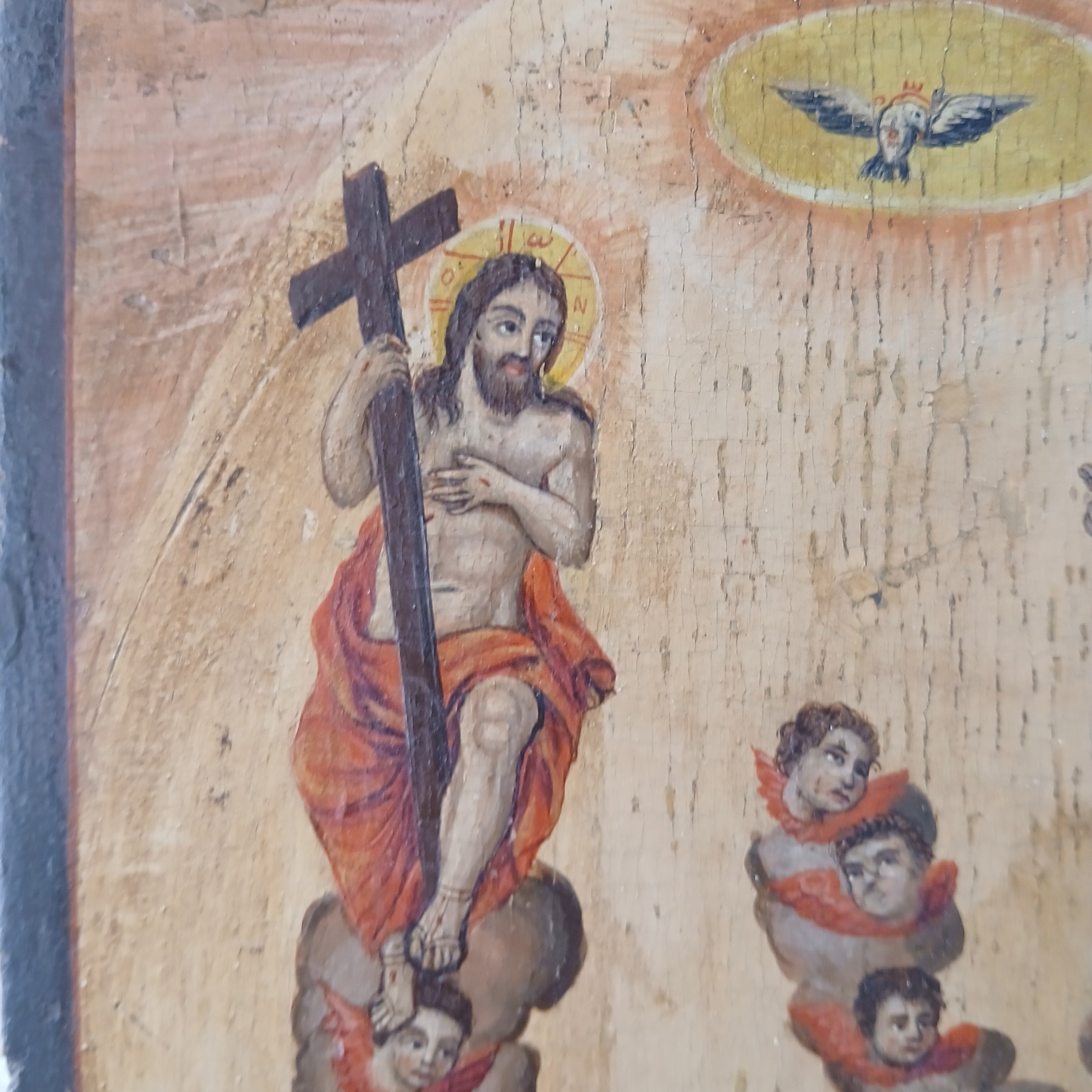 Rare Greek Holy Trinity Icon 19th Century