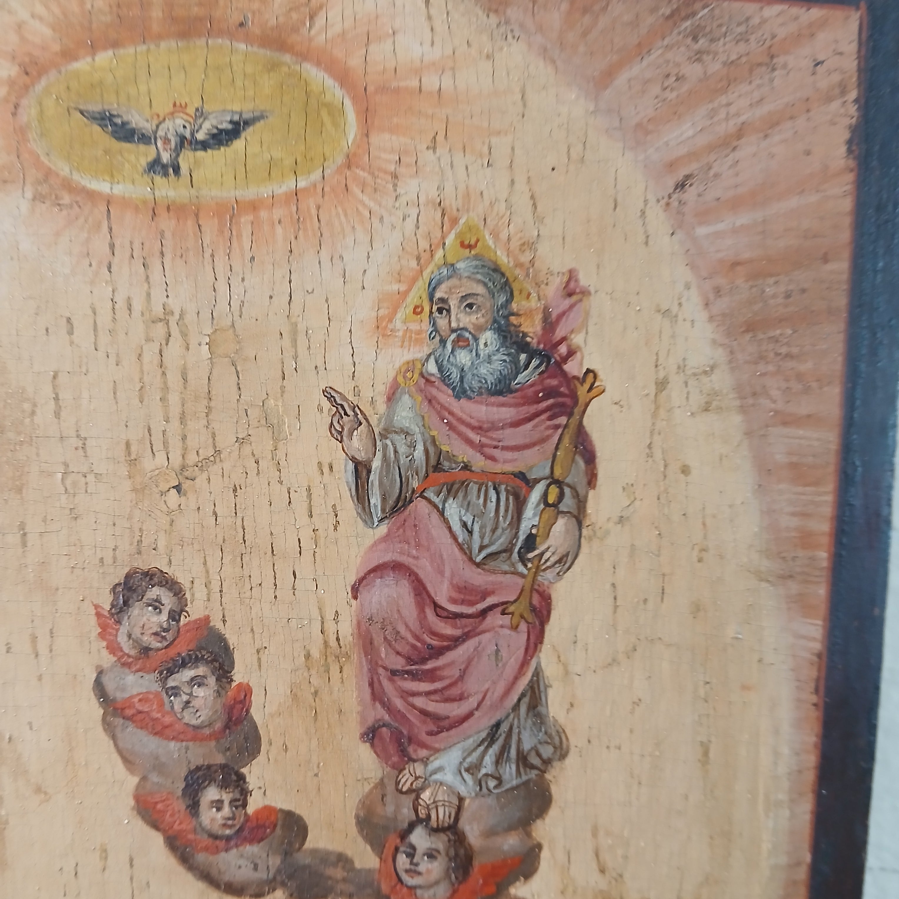 Rare Greek Holy Trinity Icon 19th Century