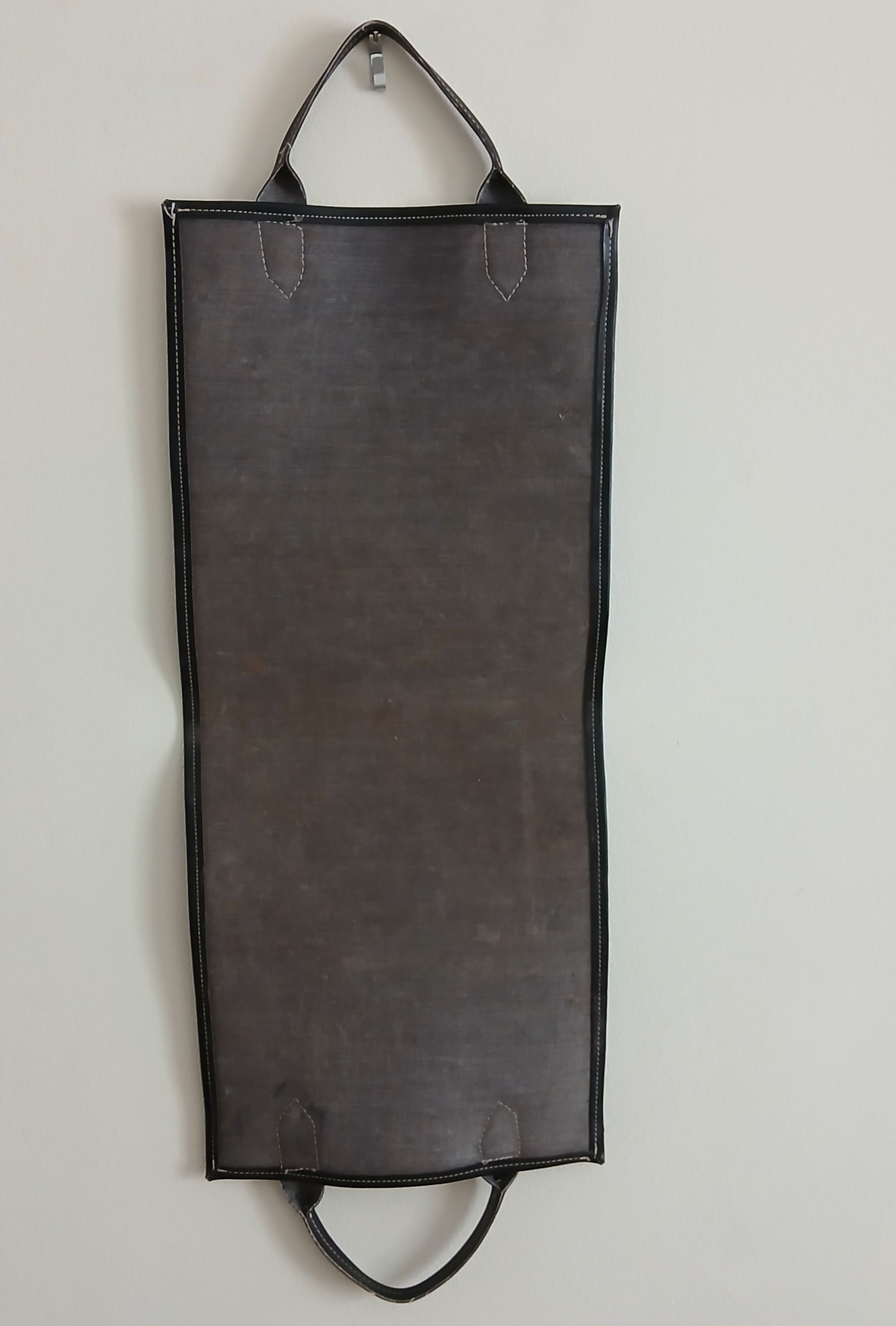 Handsome Vintage Black Leather Firewood Carrier