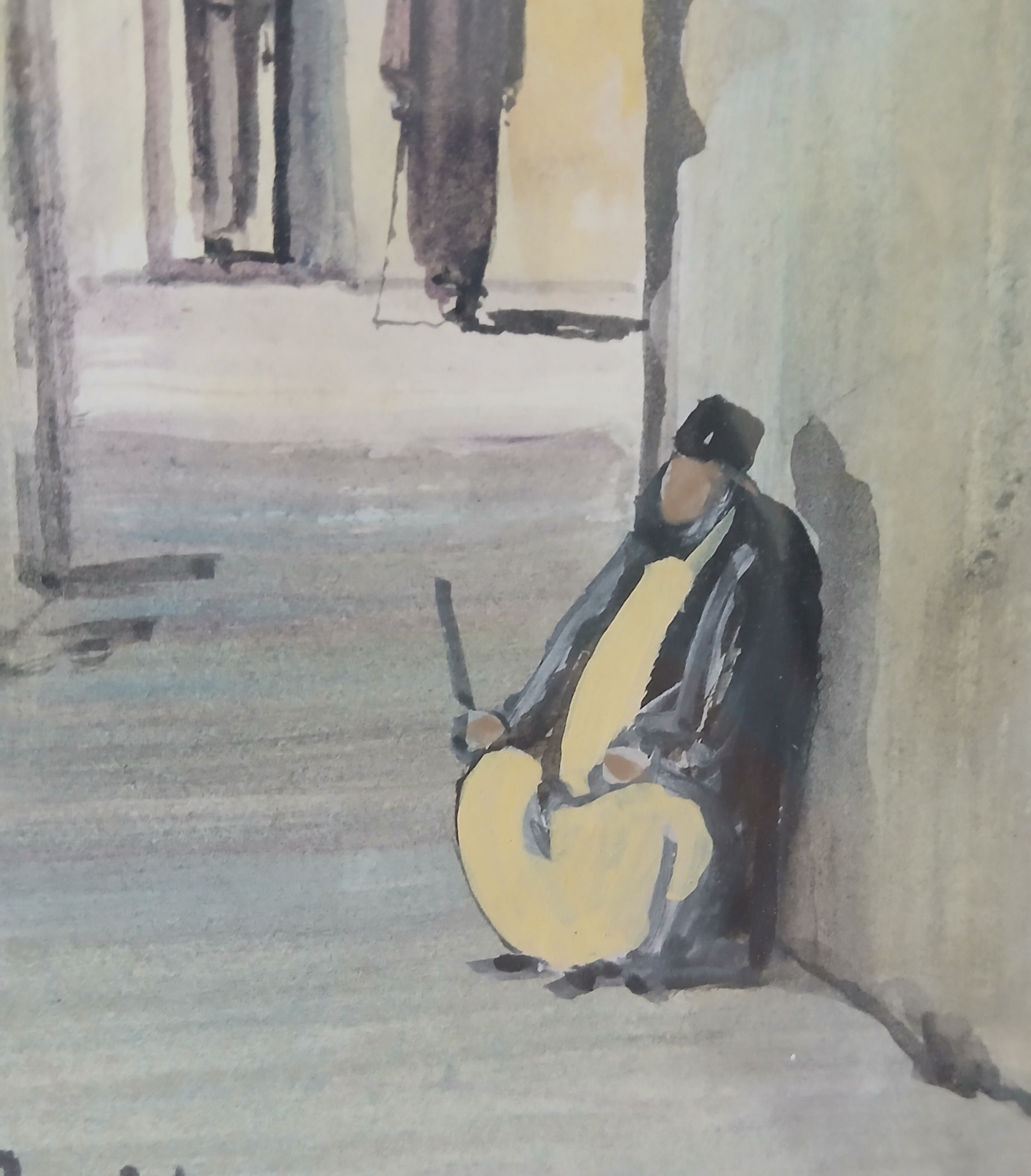Jerusalem Alleyway 1966 Original Watercolor by Simon Rosen Noted Israeli Artist