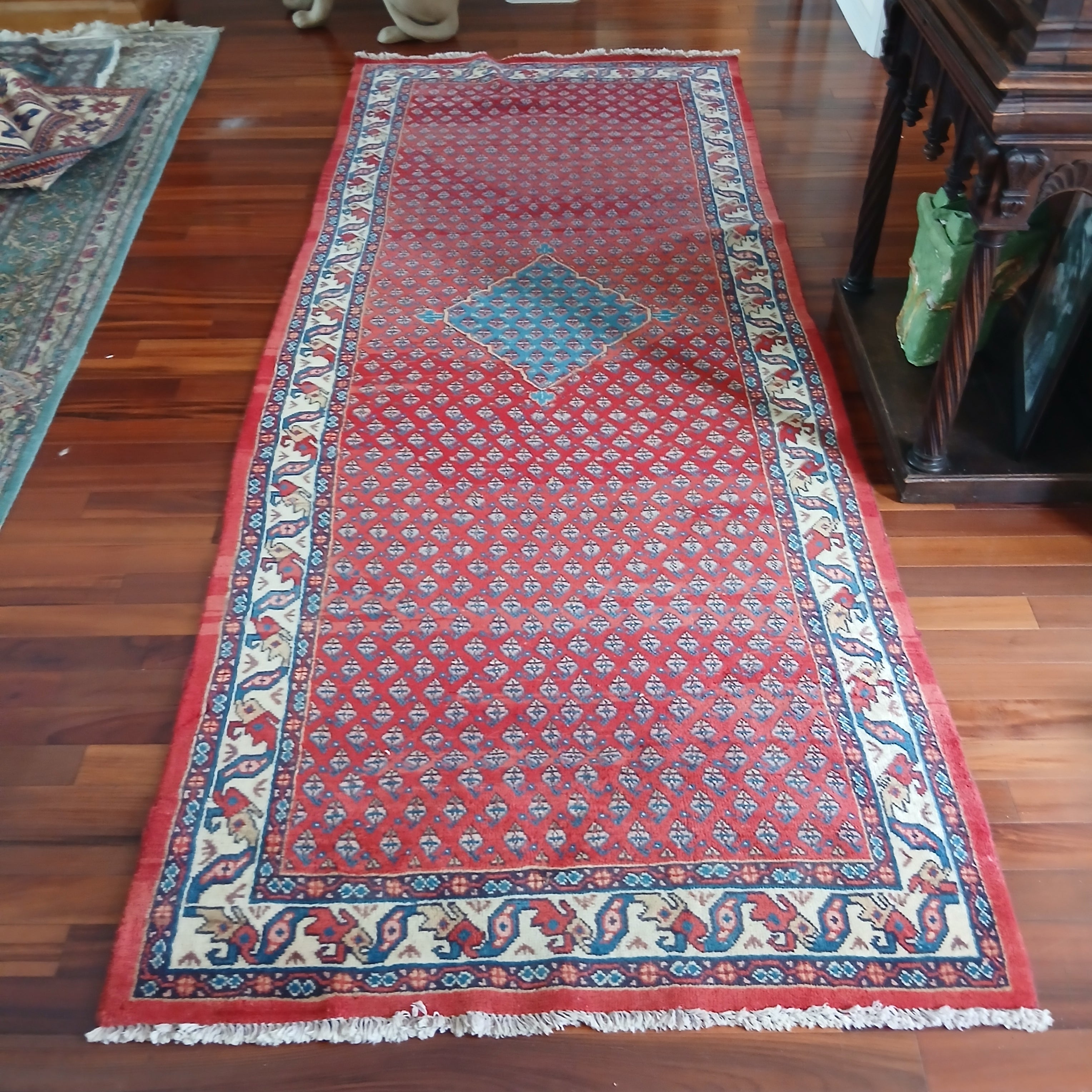 Vintage Hand-Woven Sarouk Mir Runner