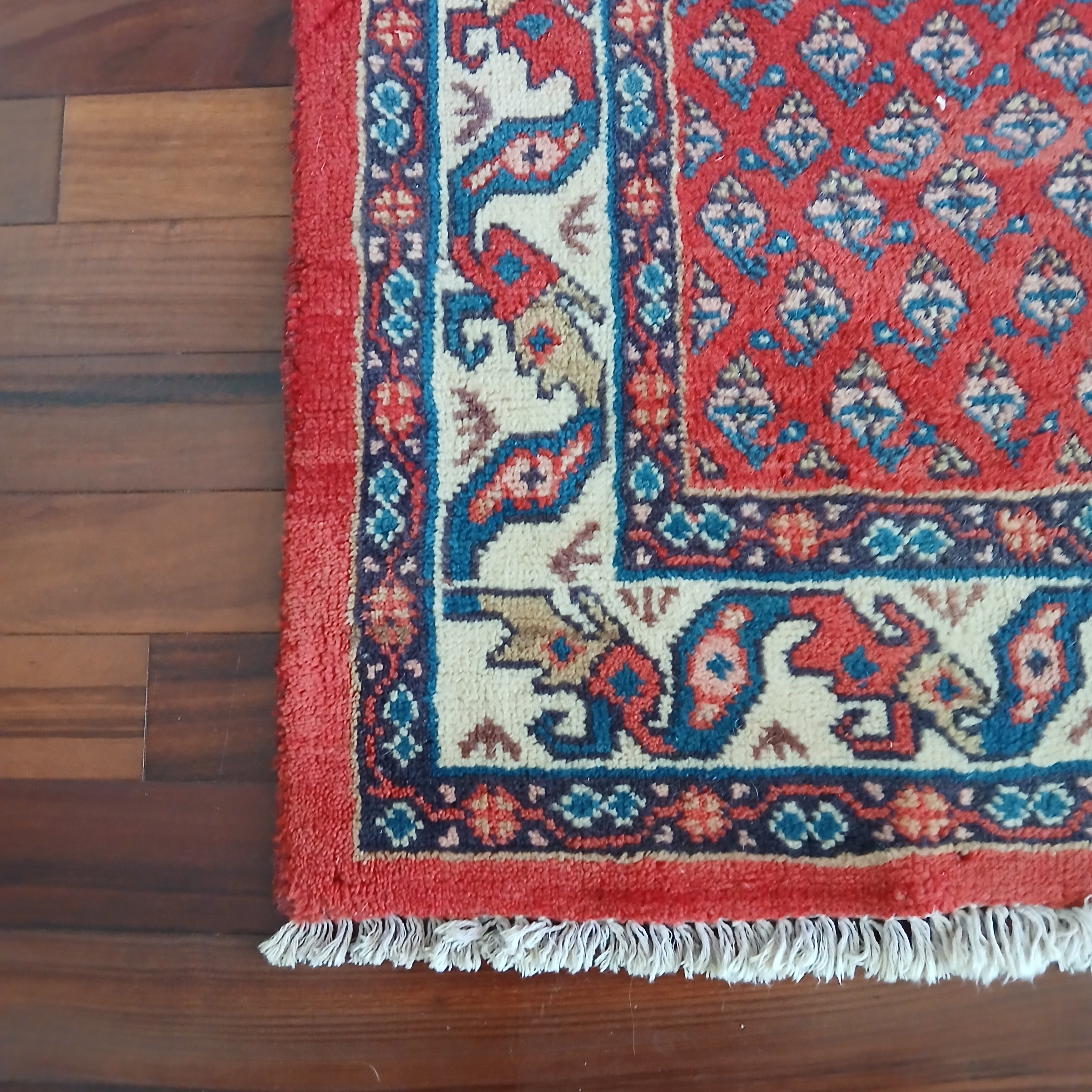 Vintage Hand-Woven Sarouk Mir Runner