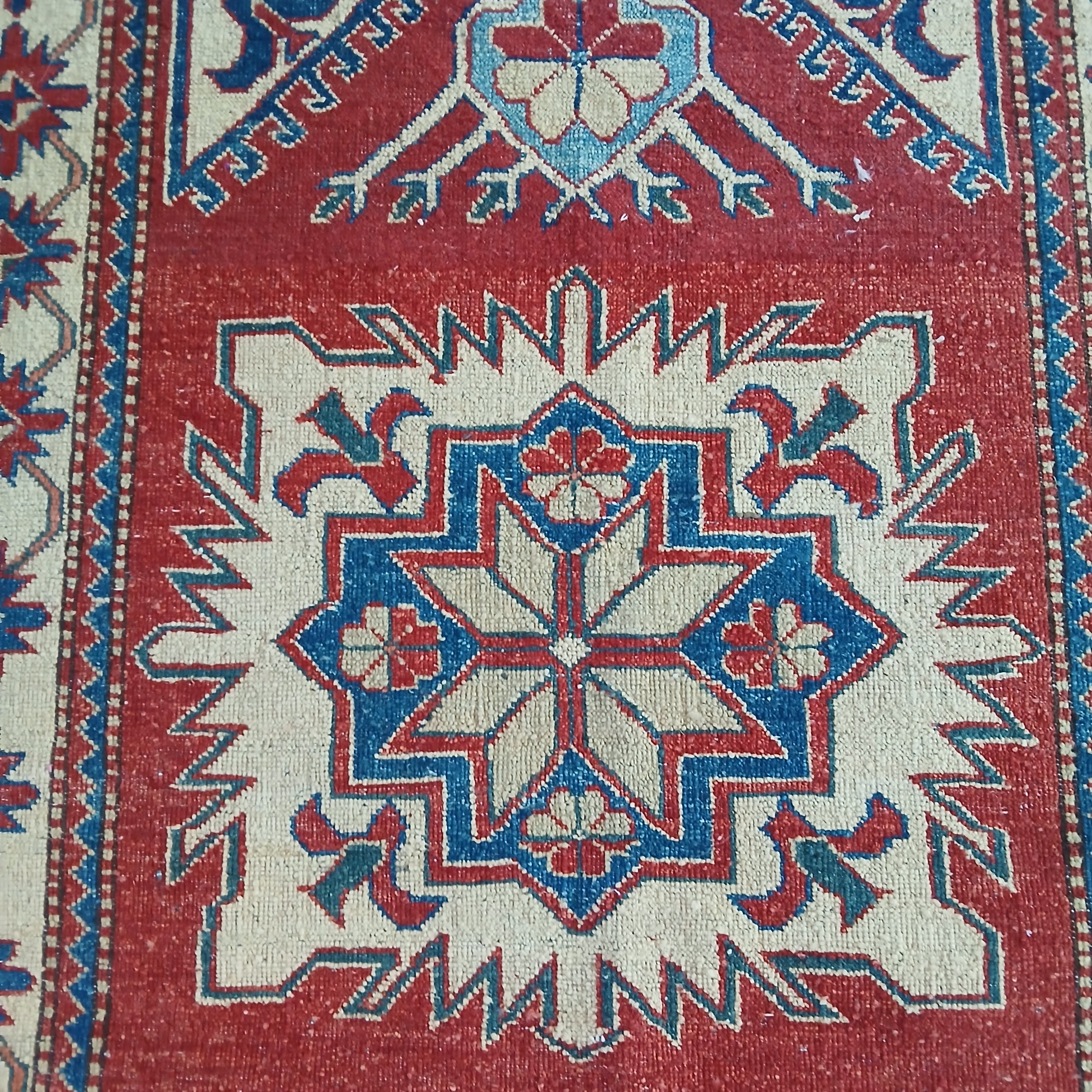Gorgeous Vintage Eagle Kazak Rug Handmade from the Caucusus Region