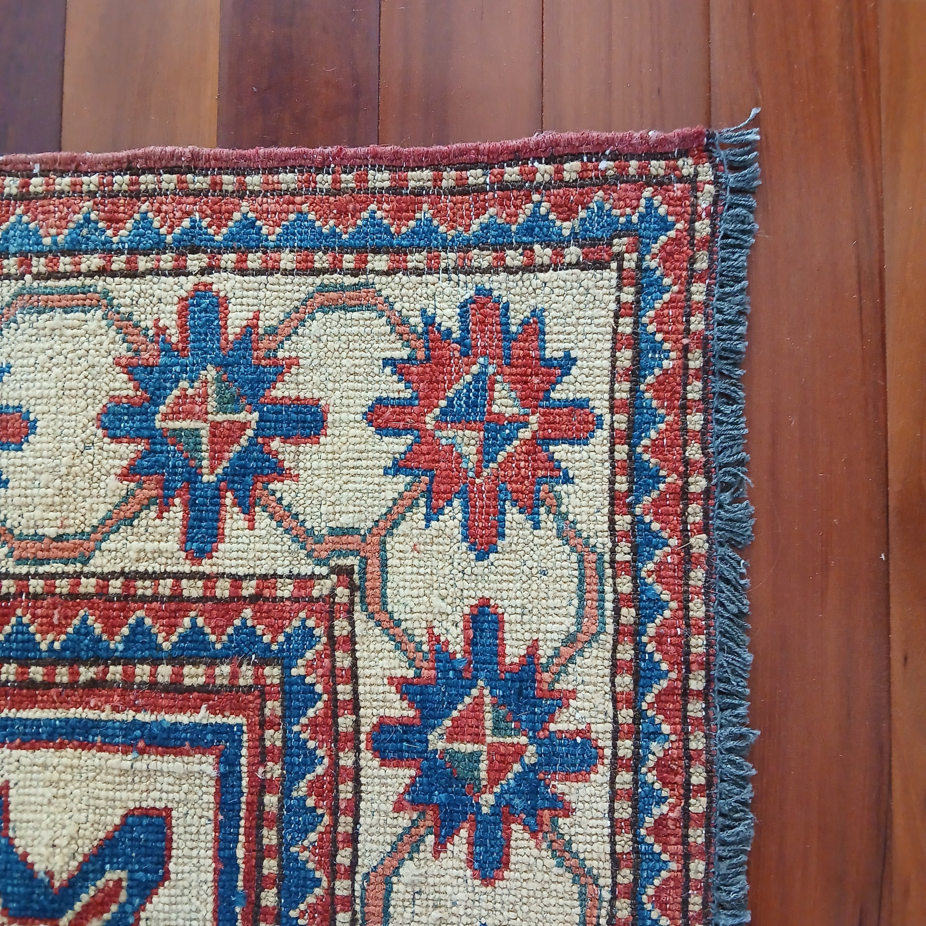 Gorgeous Vintage Eagle Kazak Rug Handmade from the Caucusus Region