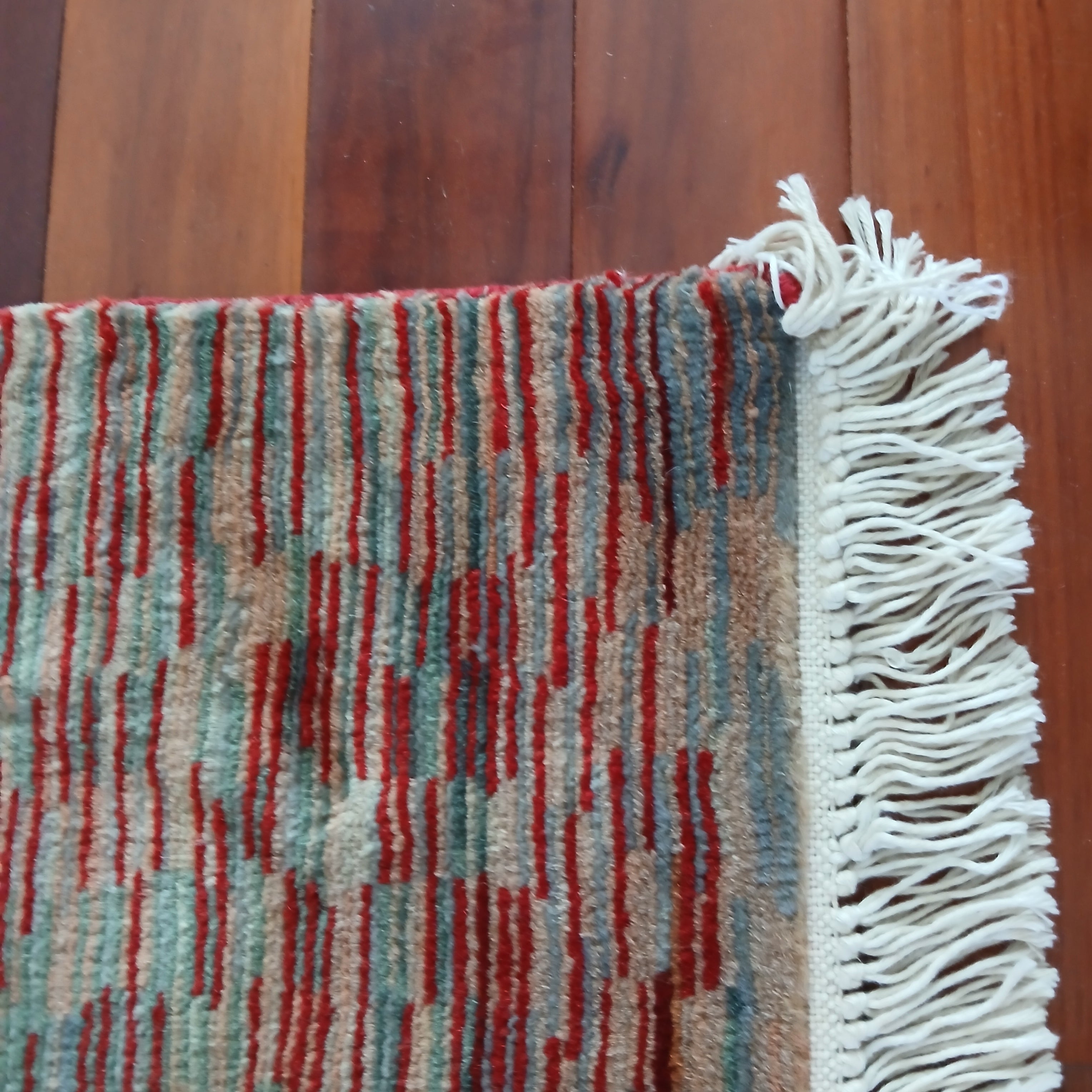 Dramatic Vintage Hand-Woven Moroccan Stripe Design Rug