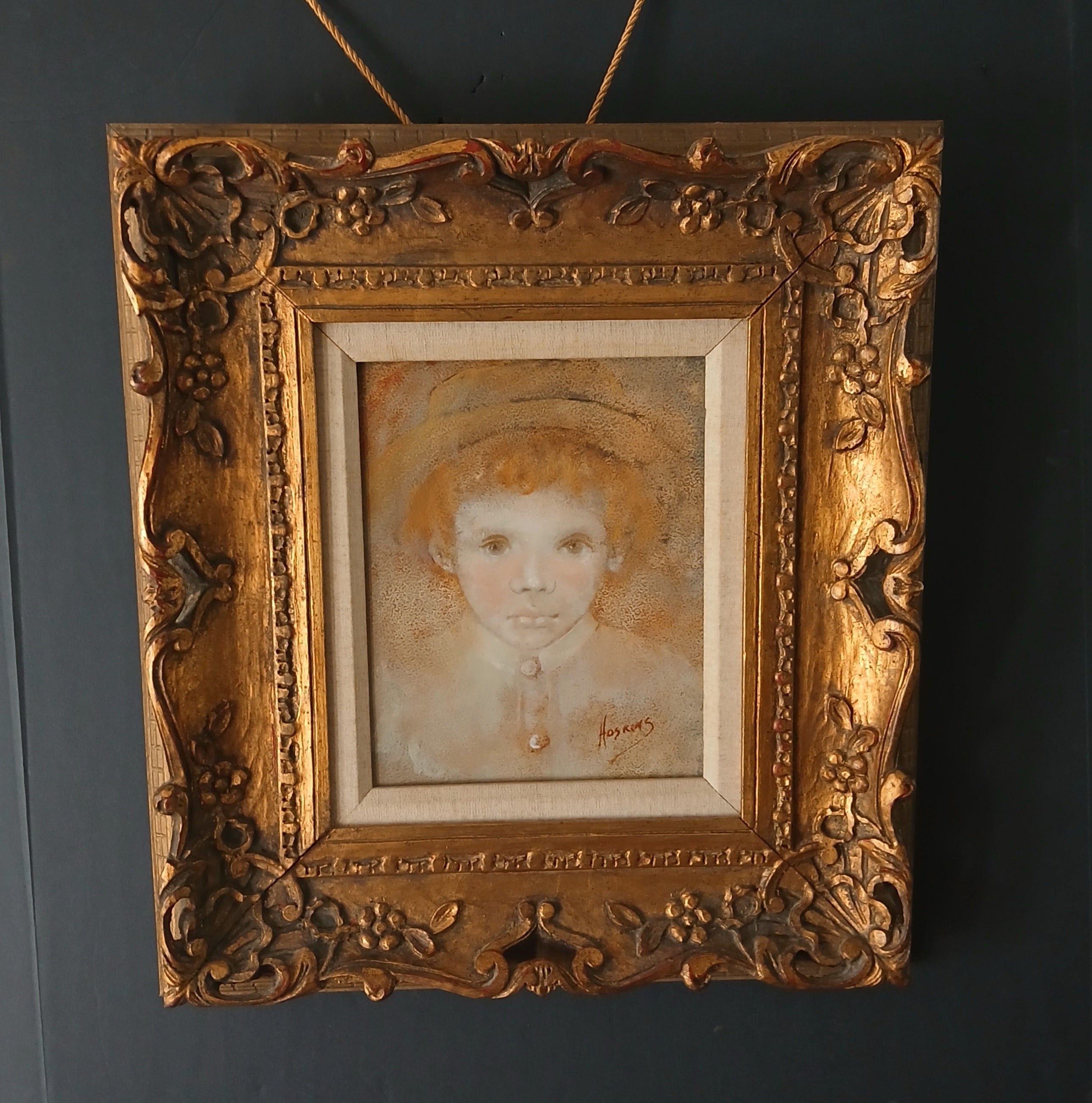 Mid-Century Oil Portrait of a Sweet Child by Nadine Campbell Hoskins c. 1960s