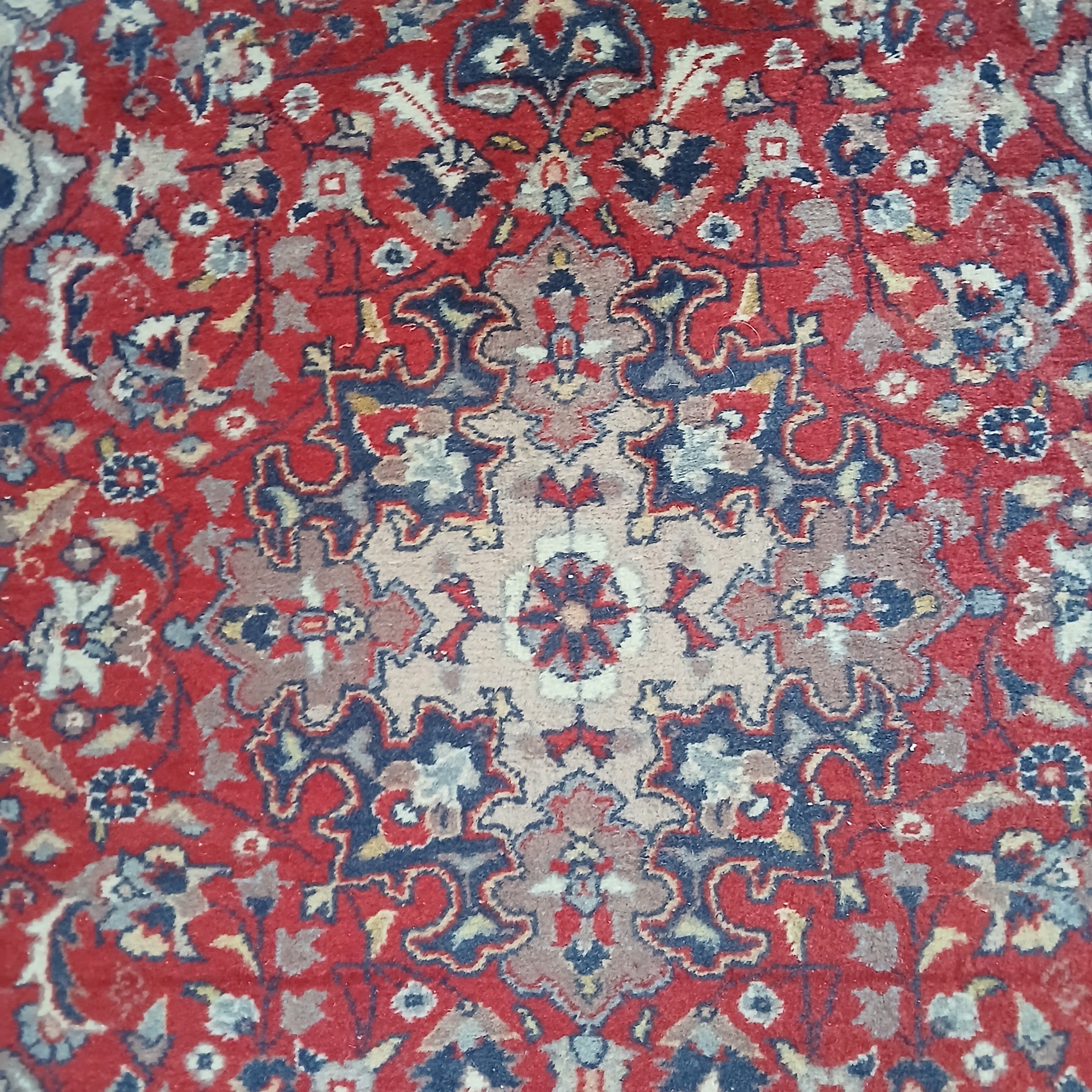 Matching Pair of Vintage Hand-Knotted Sarouk Rugs 31" x 51" each