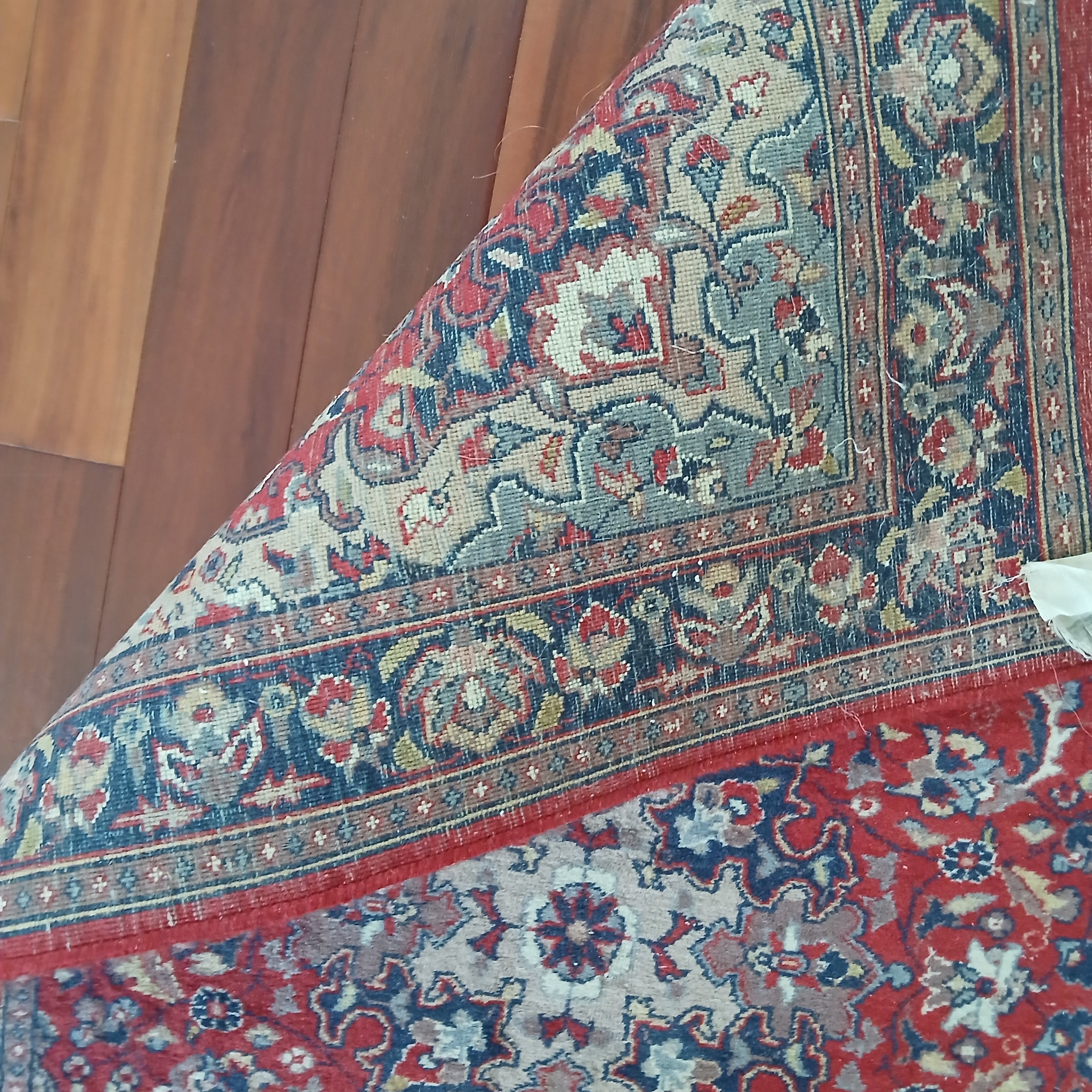 Matching Pair of Vintage Hand-Knotted Sarouk Rugs 31" x 51" each