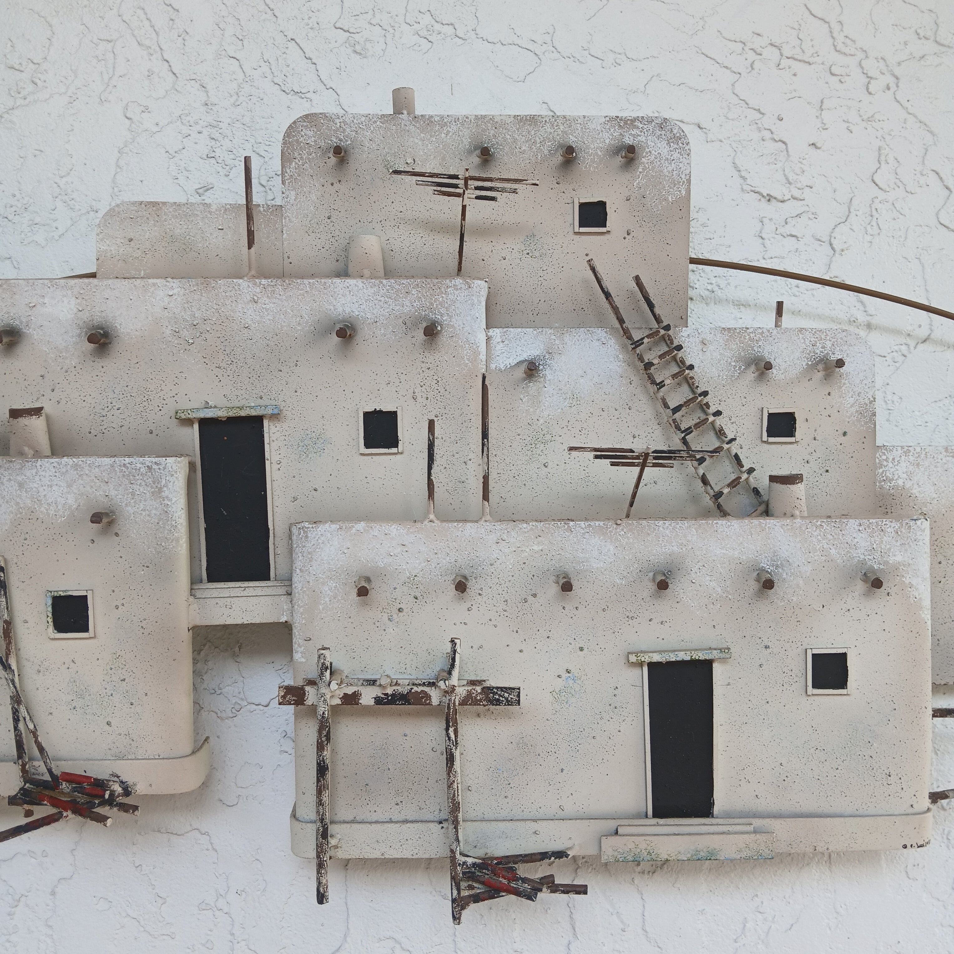 Large and Fantastic Curtis Jere Wall Sculpture - The Pueblo 1987