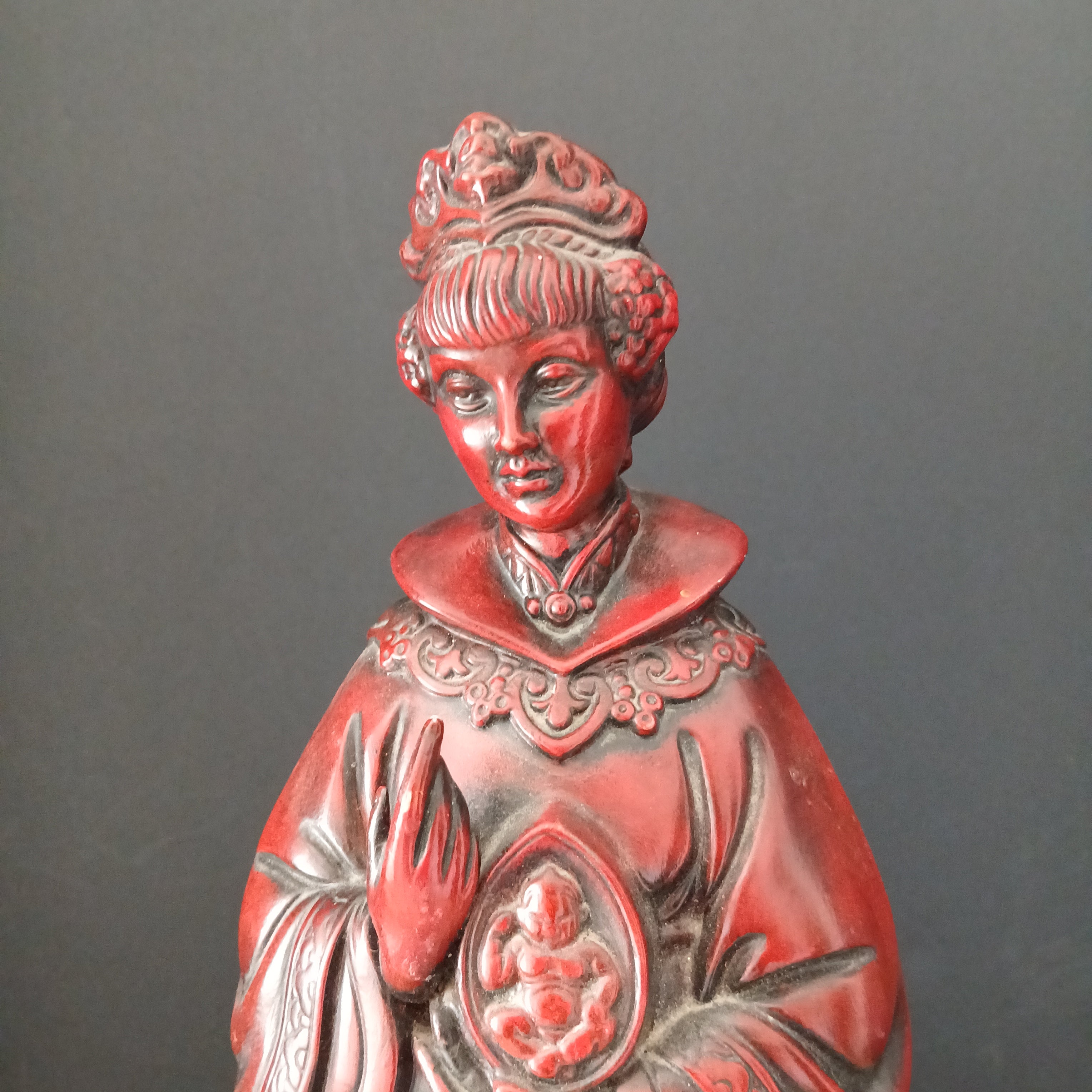 Ceramic Quan Yin Goddess Holding Buddha Image, 1950s