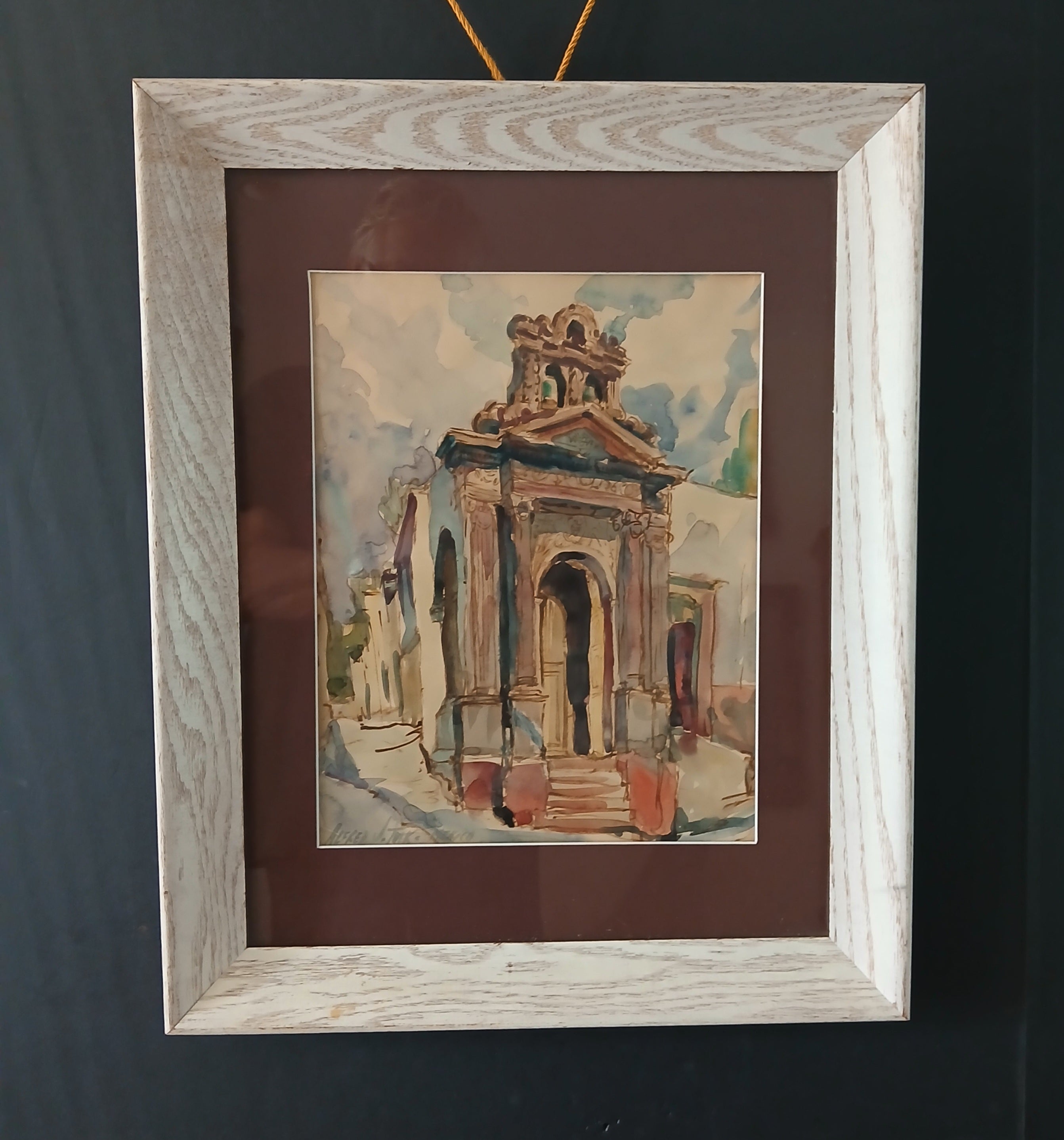 Alfred J. Tulk Watercolor - Mexican Cemetery 1930s Listed Artist